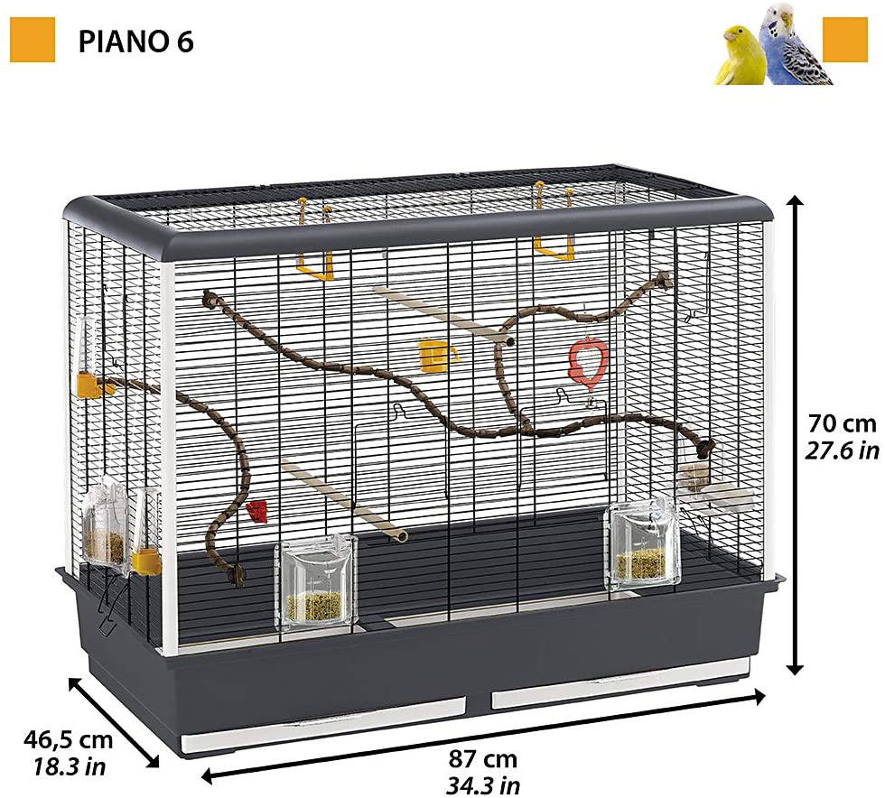 Ferplast Large Cage for Canaries, Budgerigars and Small Exotic Birds, Piano 6 Complete with Accessories, Modular Perch and Revolving Feeders, Sturdy Varnished Metal with Plastic Bottom Animals & Pet Supplies > Pet Supplies > Bird Supplies > Bird Cage Accessories Ferplast   