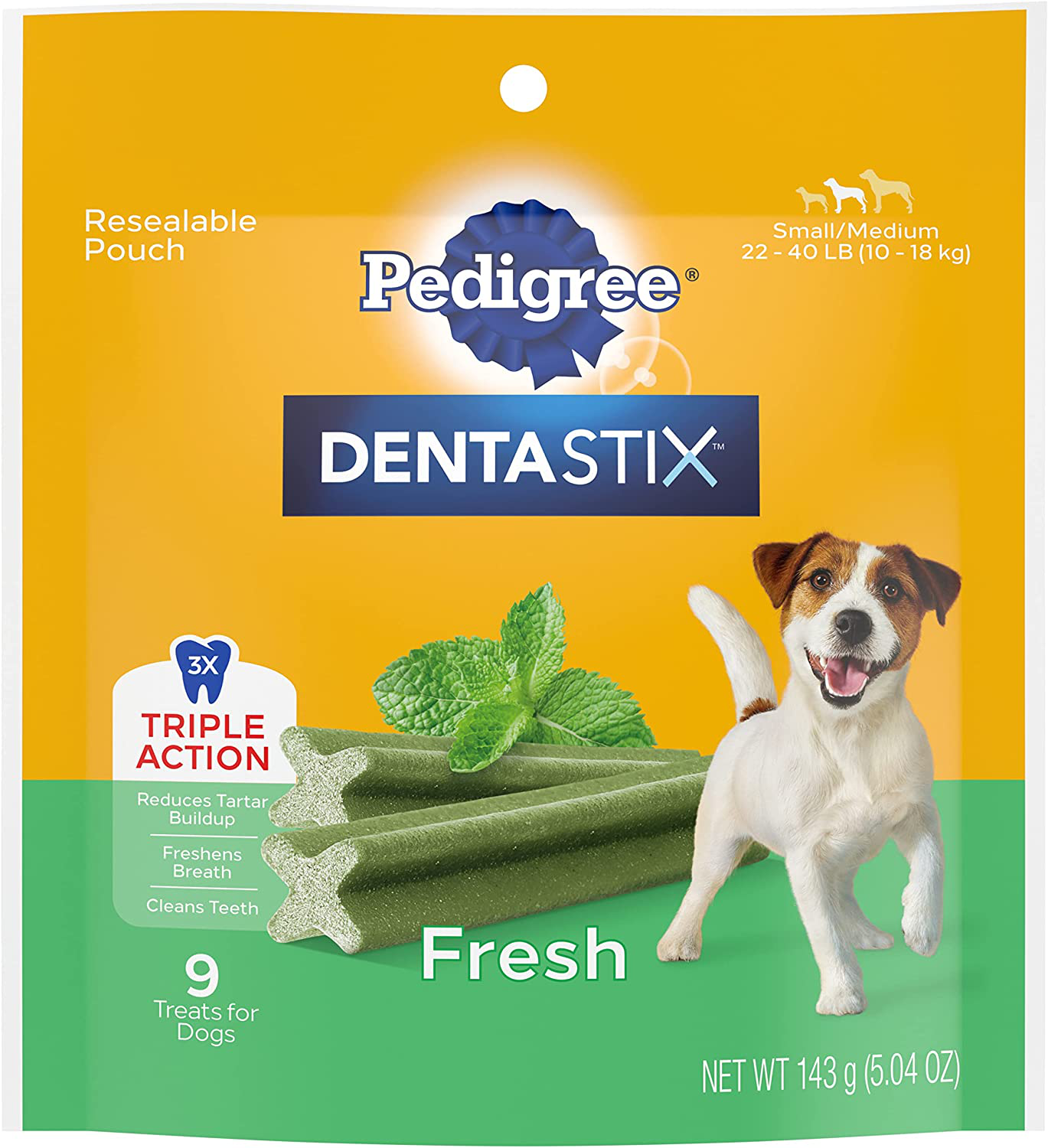 Pedigree DENTASTIX Fresh Treats for Toy/Small and Medium Dogs 5-40Lbs. Animals & Pet Supplies > Pet Supplies > Dog Supplies > Dog Treats Pedigree Small/Medium Dogs 9 Treats (Pack of 7) 