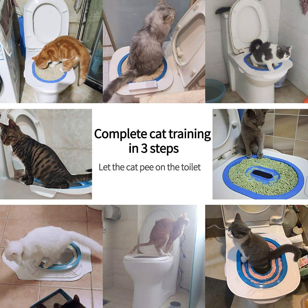 UTDKLPBXAQ Cat Toilet Training Kit Kitten, Pet Toilet Training System, Cat Litter Tray Mat Kitty Urinal Seat Toilet Trainer, Blue Convenient Groove Design Safe Tidy Animals & Pet Supplies > Pet Supplies > Cat Supplies > Cat Litter Box Mats UTDKLPBXAQ   