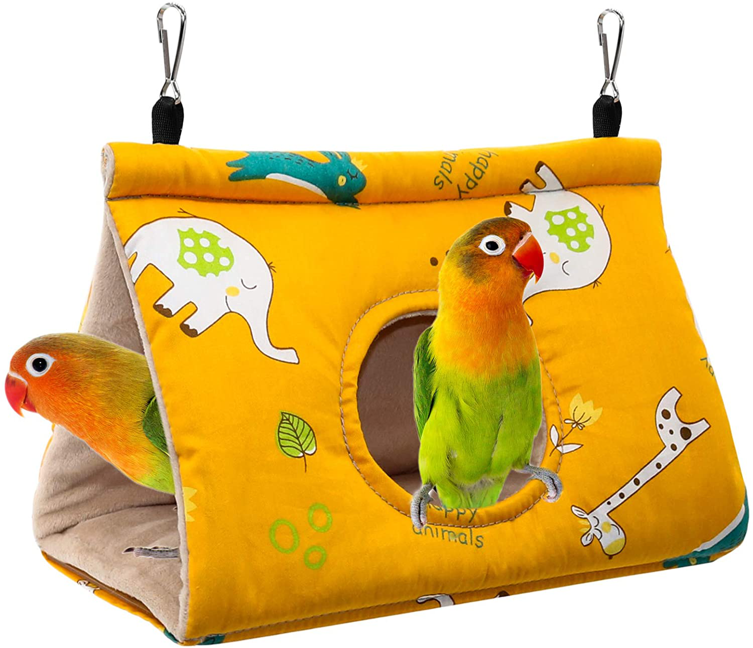 Rypet Winter Warm Bird Nest House - Hanging Hammock Velvet Shed Hut Cage Plush Fluffy Birds Hideaway Sleeping Bed Fuzzy for Parrot Parakeet Cockatiels Budgies Lovebird African Grey Animals & Pet Supplies > Pet Supplies > Bird Supplies > Bird Cage Accessories Rypet Yellow Small (Pack of 1) 
