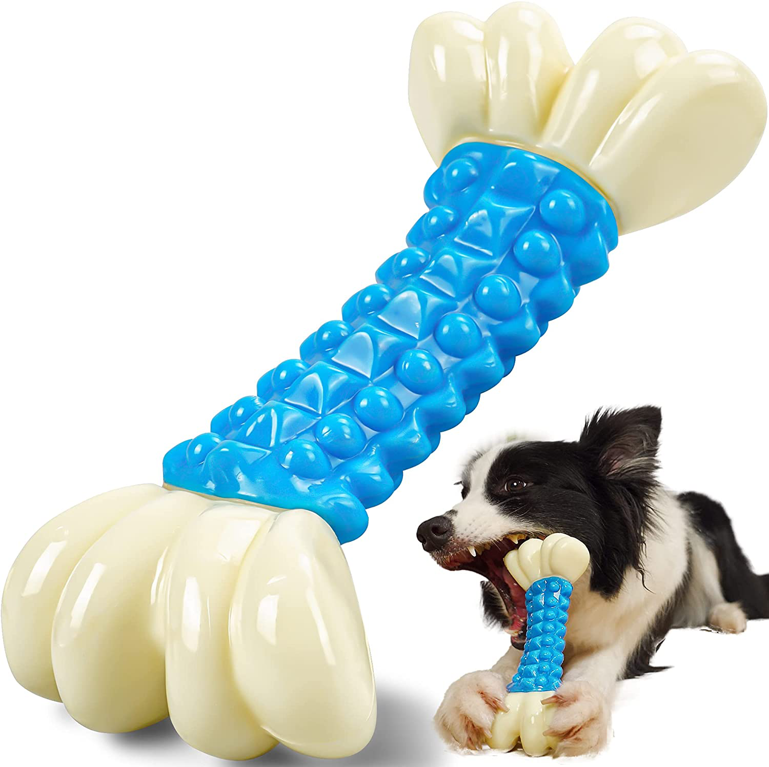 Rmolitty Dog Toys for Aggressive Chewers, Indestructible Chew Bone with Bacon Flavor for Large Medium Breed Dogs Animals & Pet Supplies > Pet Supplies > Dog Supplies > Dog Toys Rmolitty Blue  