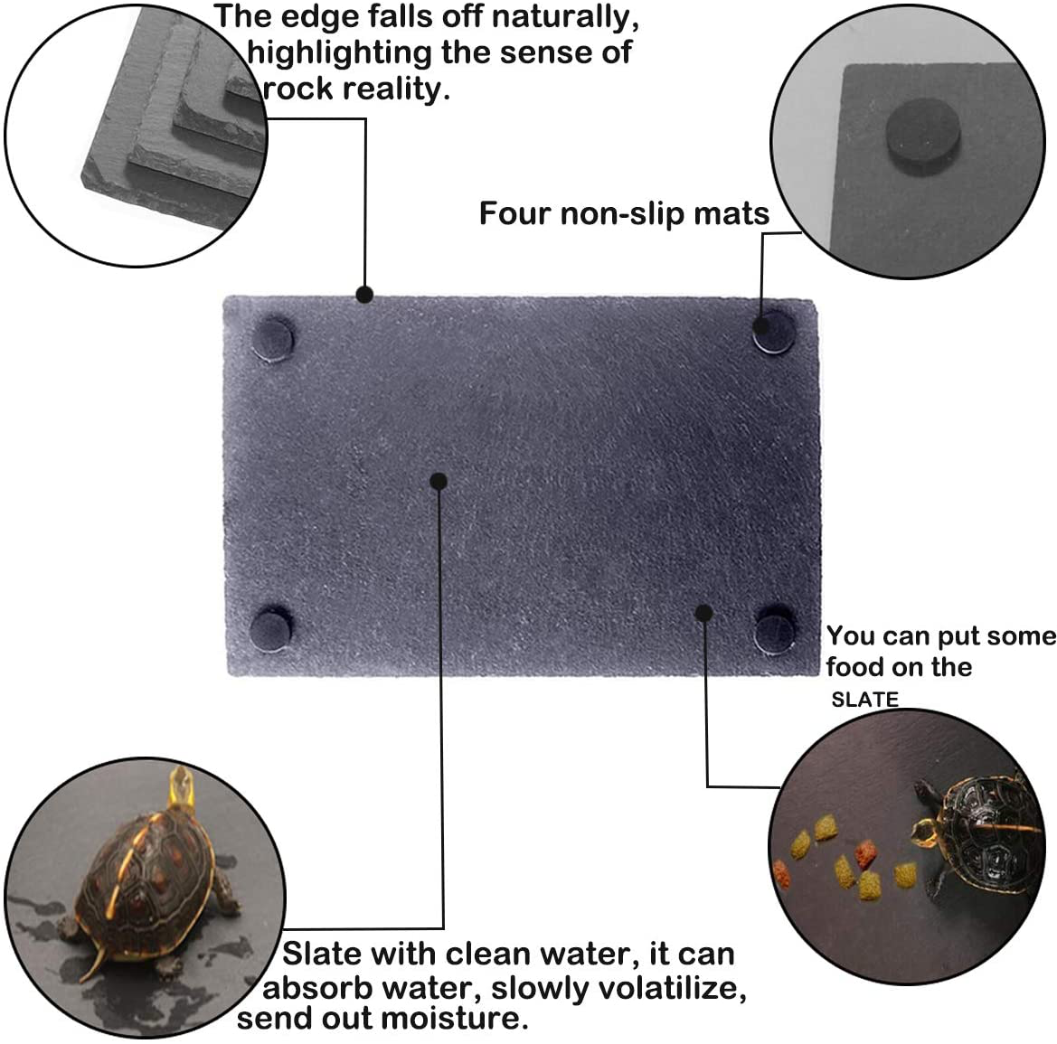 Linifar 2 Pack Reptile Basking Platform Rock, Tortoise Slate Feeding Dish & Food Bowl Resting Terrace Grinding Nail Habitat Accessories Supplies for Lizard Bearded Dragon Crested Gecko Chameleon Animals & Pet Supplies > Pet Supplies > Reptile & Amphibian Supplies > Reptile & Amphibian Habitat Accessories Linifar   