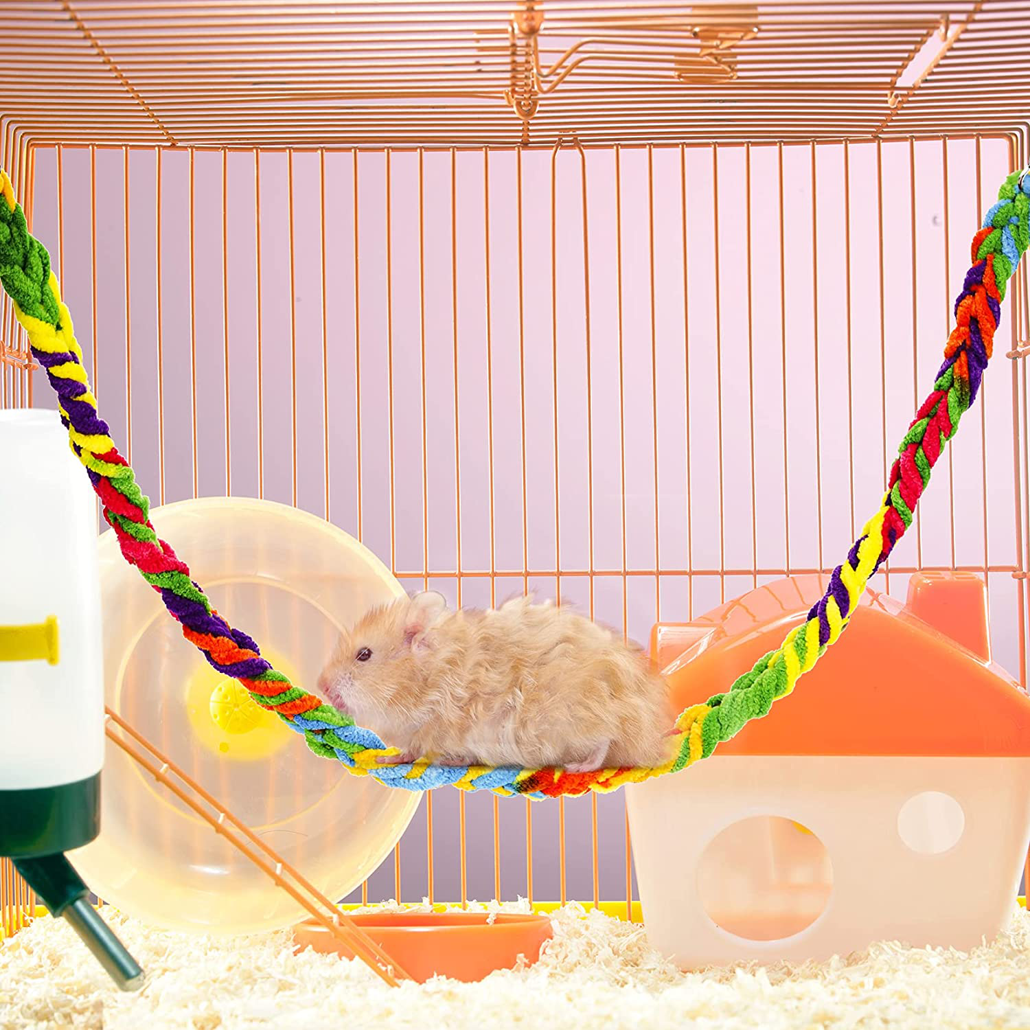 Jiebor 6Pcs Sugar Glider Toys Cage Accessories Hanging Climbing Rope for Rat Ferret Hamster Parrot Small Birds Animal