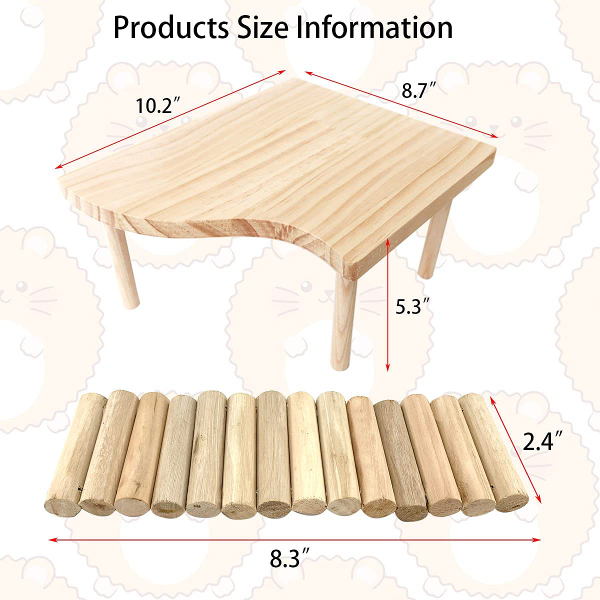 Vehomy 2PCS Hamster Stand Platform Toys Small Pet Wooden Platform with Pillars Rodent Ladder Bridge Rat Climbing Chew Toy Cage Accessories for Hamster Squirrel Gerbil Chinchilla Parrot and Bird Animals & Pet Supplies > Pet Supplies > Bird Supplies > Bird Cages & Stands Vehomy   