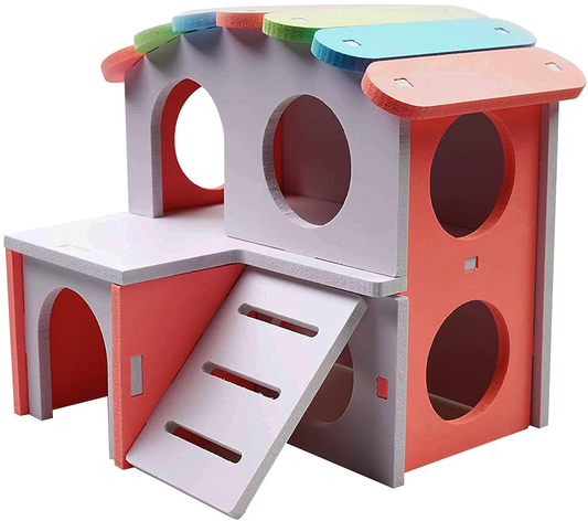 Hamster Cage,Small Animal Habitats Luxury House for Indoor,Double Layer Platform Large Hutch with Ladder 6 Inches Tall,Bunny Gerbil Chinchilla Accessories,Easy to Assemble Animals & Pet Supplies > Pet Supplies > Small Animal Supplies > Small Animal Habitats & Cages Yagamii   