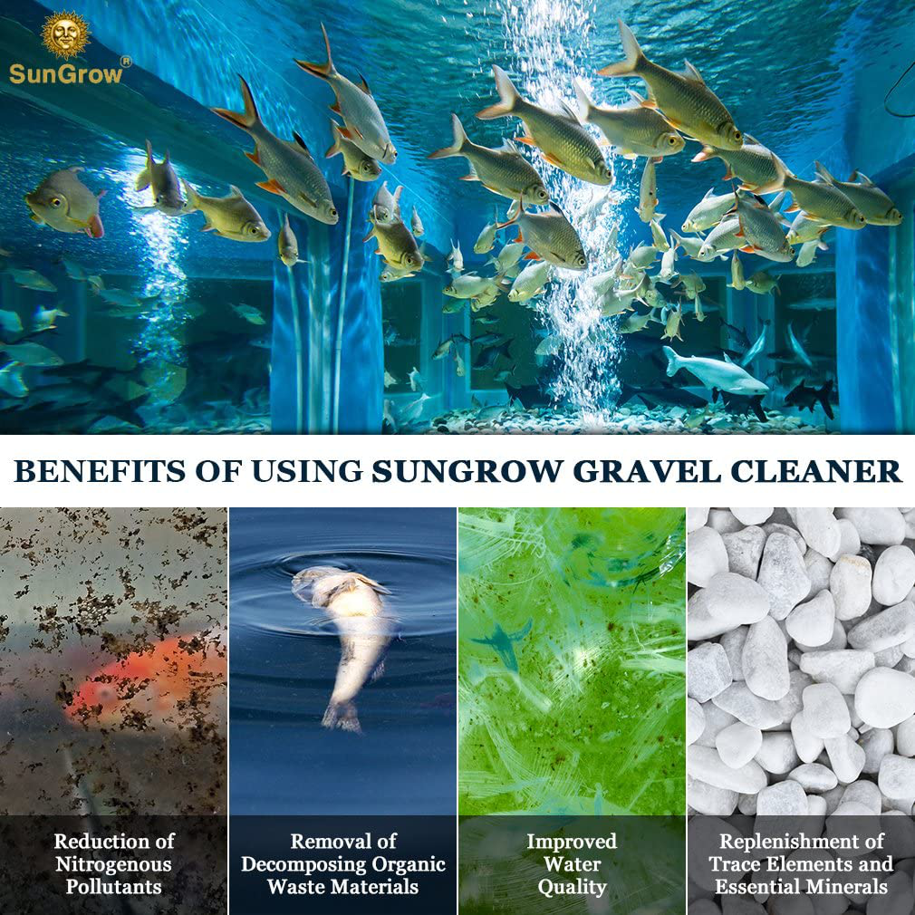 Aquarium Gravel Cleaner with Clips, Quick & Easy Assembly, Long Nozzle Manual Water Pump, Great for Frequent Water Changes, Fish Tank Cleaning Kit for Saltwater and Freshwater Animals & Pet Supplies > Pet Supplies > Fish Supplies > Aquarium Cleaning Supplies SunGrow   