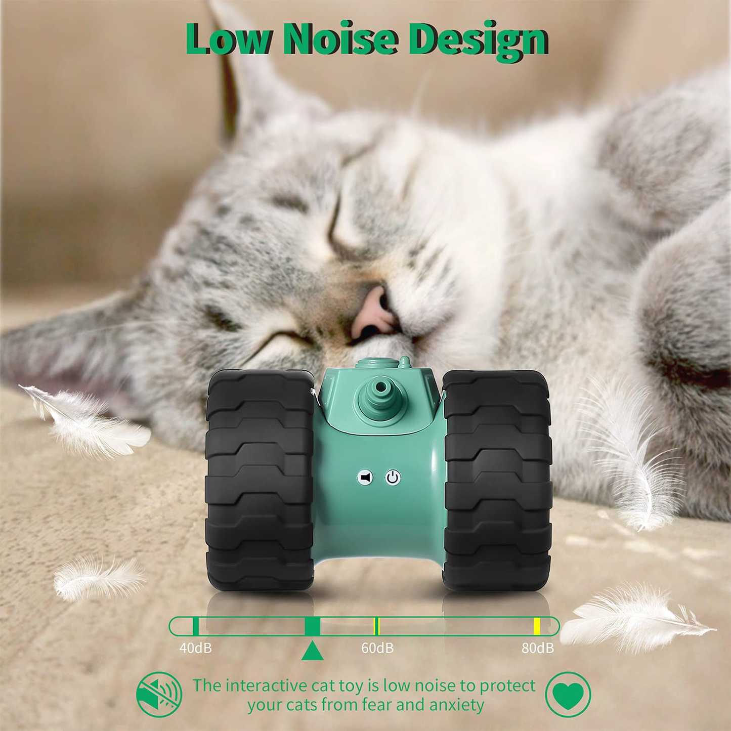 Interactive Cat Toy, Upgraded Automatic Rotating Cat Toy, USB Rechargeable 2000Mah Large Capacity Battery Pet Toy, Auto 360 Degree Rotating Attached with Feathers,All Floors & Carpet Available Animals & Pet Supplies > Pet Supplies > Cat Supplies > Cat Toys Anntoo   