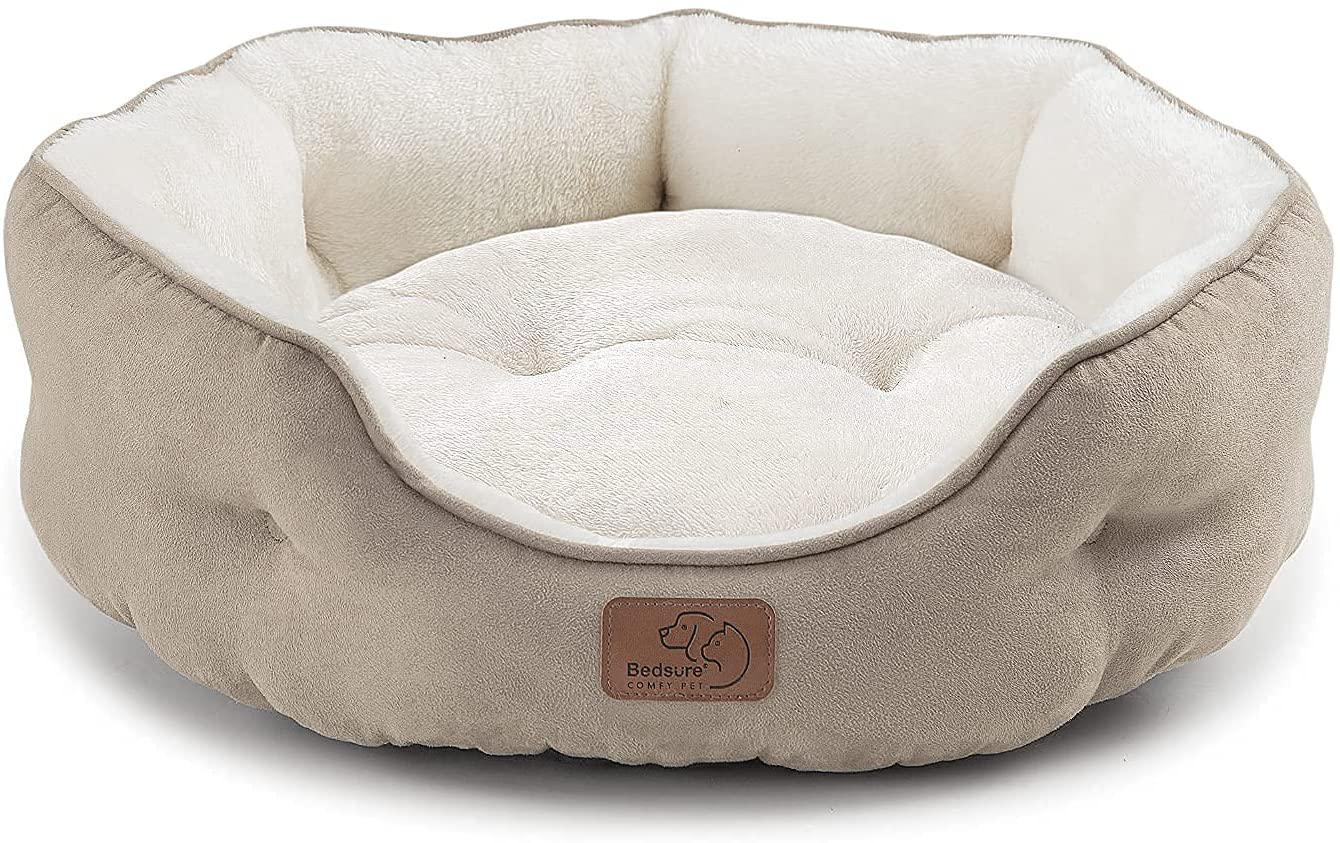 Bedsure Small Dog Bed for Small Dogs Washable - round Cat Beds for Indoor Cats, round Pet Bed for Puppy and Kitten with Slip-Resistant Bottom, 20 Inches Animals & Pet Supplies > Pet Supplies > Dog Supplies > Dog Beds Bedsure Camel 20x19x6 Inch (Pack of 1) 