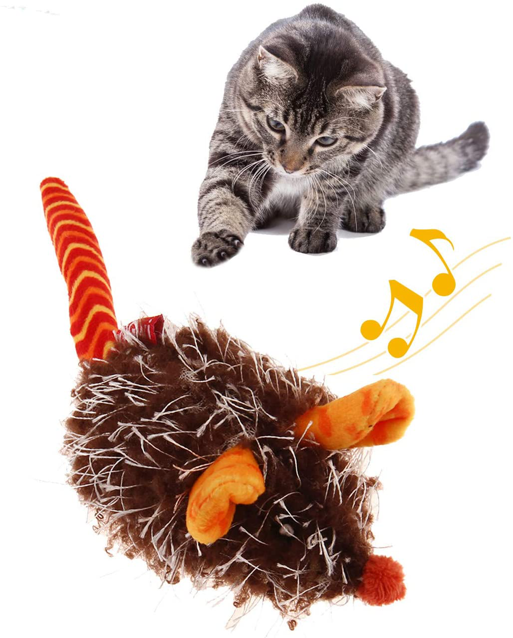 Gigwi Interactive Cat Toy Moving Mouse, Automatic Cat Toy Mice Electronic with Furry Tail, Squeaky Cat Toys for Indoor Cats / Outdoor Exercise (Orange Ear) Animals & Pet Supplies > Pet Supplies > Cat Supplies > Cat Toys Gigwi Orange Mouse (Original)  