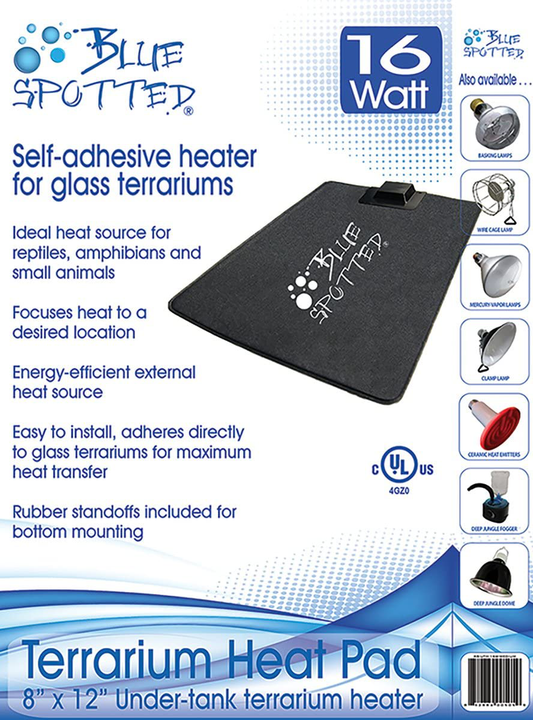 Blue Spotted under Tank Heater, Terrarium Heat Pad, Medium, for Reptiles, Amphibians and Small Animals and Use with Glass Terrariums - Size Medium - 8 Inches X 12 Inches Animals & Pet Supplies > Pet Supplies > Reptile & Amphibian Supplies > Reptile & Amphibian Substrates Blue Spotted   