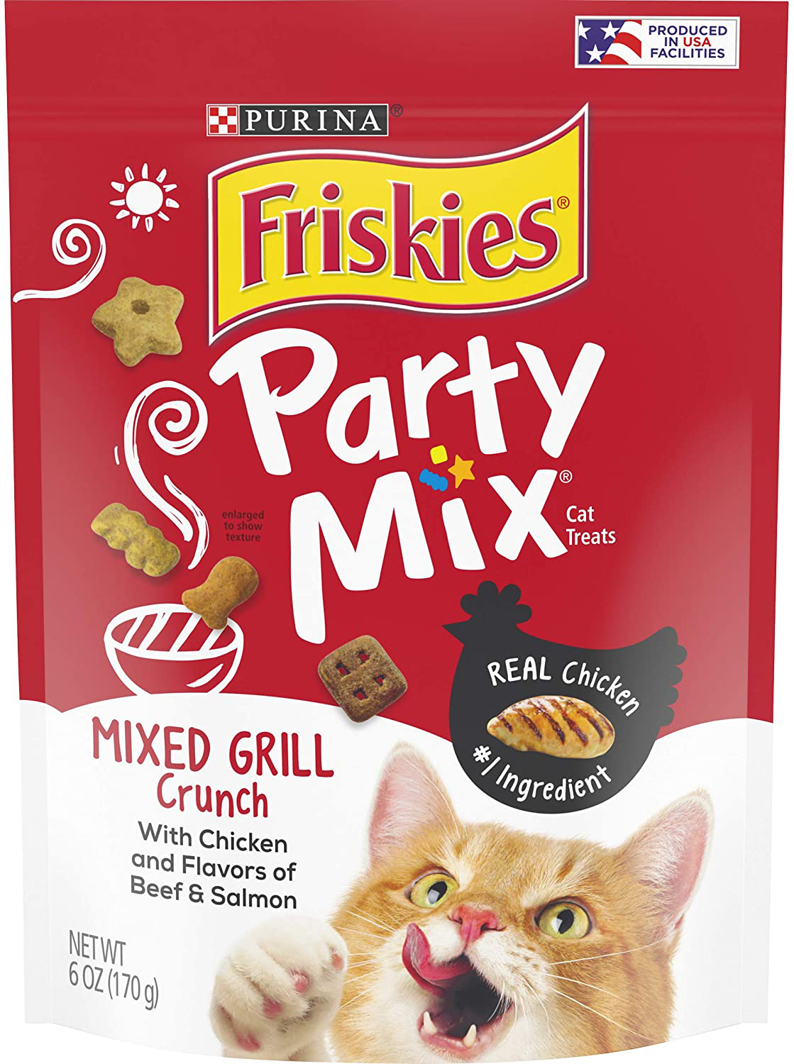 Purina Friskies Party Mix Adult Cat Treats - (6) 6 Oz. Pouches Animals & Pet Supplies > Pet Supplies > Cat Supplies > Cat Treats Purina Friskies Chicken, Beef, Salmon 6 oz. Pouch (Pack of 6) 