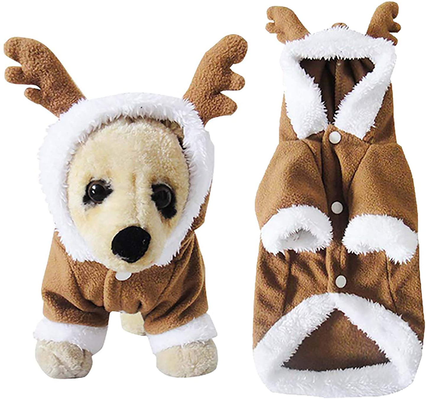 Filhome Puppy Dog Christmas Reindeer Costume, Pet Cat Elk Costume Hoodie Christmas Winter Coat Clothes Xmas Outfit Apparel Animals & Pet Supplies > Pet Supplies > Cat Supplies > Cat Apparel Filhome S Chest Girth:13.0"; Neck Girth:9.4"  