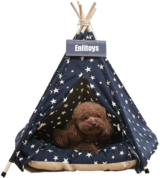 Pet Teepee Dog & Cat Bed with Cushion- Portable Luxery Pet Tents & Houses with Cushion Animals & Pet Supplies > Pet Supplies > Dog Supplies > Dog Houses Enlitoys Star  