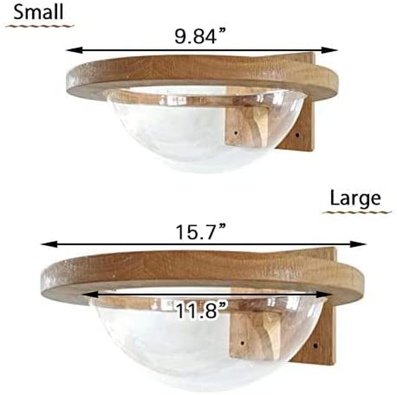 TINTON LIFE Wall-Mounted Wooden Cat Space Clear Capsule Cat Bed Small Pets Bed Cat Toy Cat Furniture(Large Capsule)
