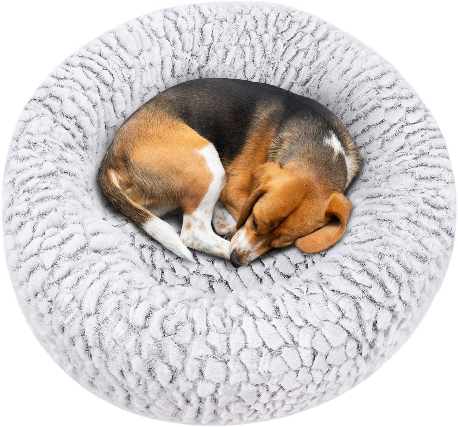 Lorfancy Calming Donut Dog Bed round Fluffy Plush Durable Washable Cuddler Anxiety Warm Dog Beds Mats for Large Medium Small Pet Dogs Cats