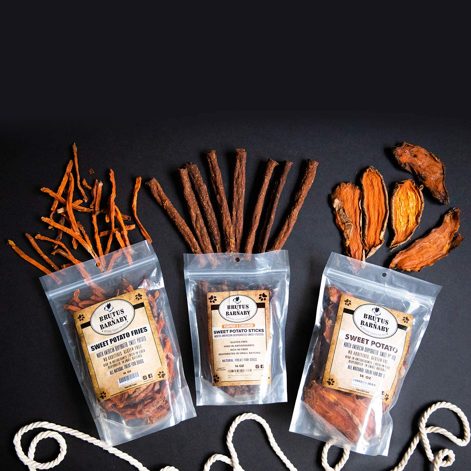 BRUTUS & BARNABY Sweet Potato Dog Treats- Dehydrated North American All Natural Thick Cut Sweet Potato Slices, Grain Free, No Preservatives Added, Best High Anti-Oxidant Healthy Dog Chew Animals & Pet Supplies > Pet Supplies > Small Animal Supplies > Small Animal Treats BRUTUS & BARNABY   