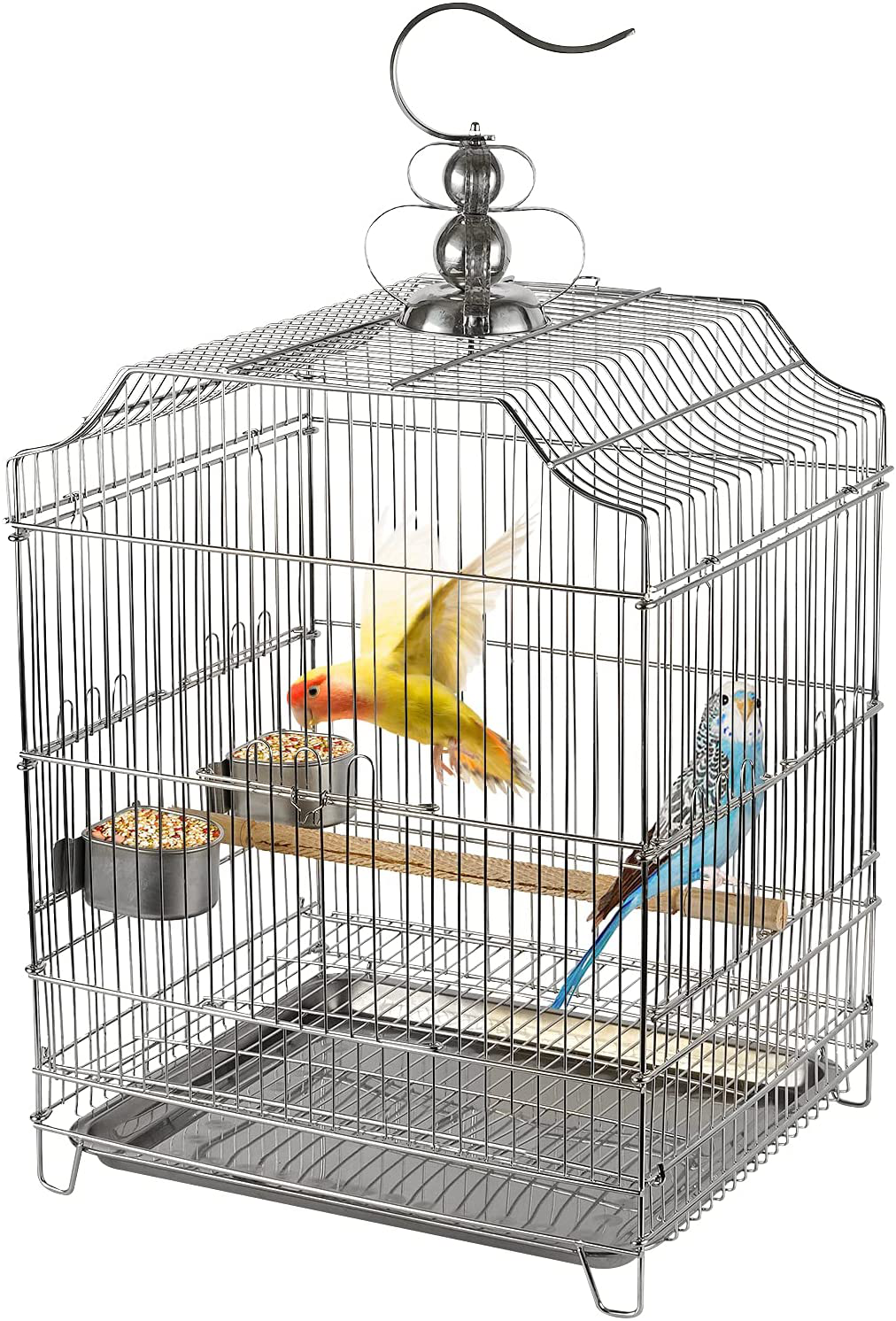 Lilithye Large Stainless Steel Parakeet Bird Cage 30 Inch Height Hanging Parrot Bird Cages with Stand for Cockatiels African Grey Quaker Parakeets Conures Pigeons Flight Perches Birdcage Animals & Pet Supplies > Pet Supplies > Bird Supplies > Bird Cages & Stands Lilithye   