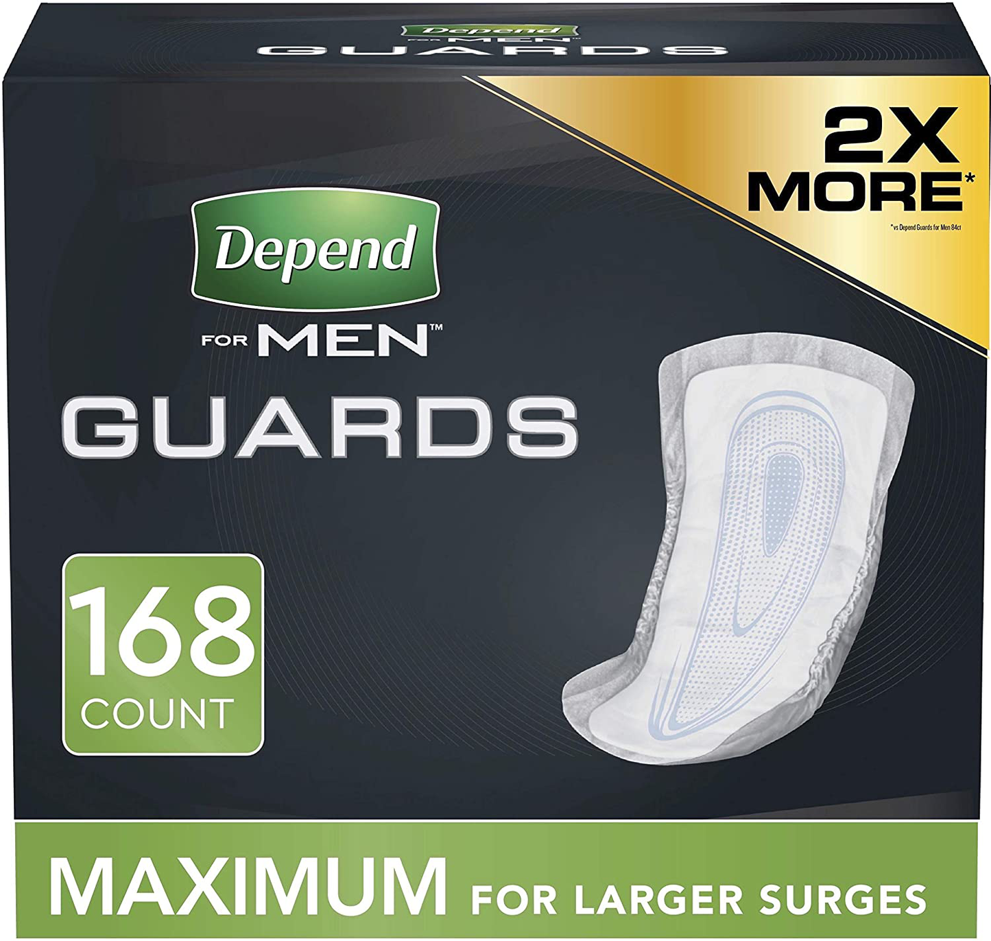Depend Incontinence Guards/Bladder Control Pads for Men, Maximum Absorbency, 104 Count (2 Packs of 52) (Packaging May Vary) Animals & Pet Supplies > Pet Supplies > Dog Supplies > Dog Diaper Pads & Liners Depend 168 Count  