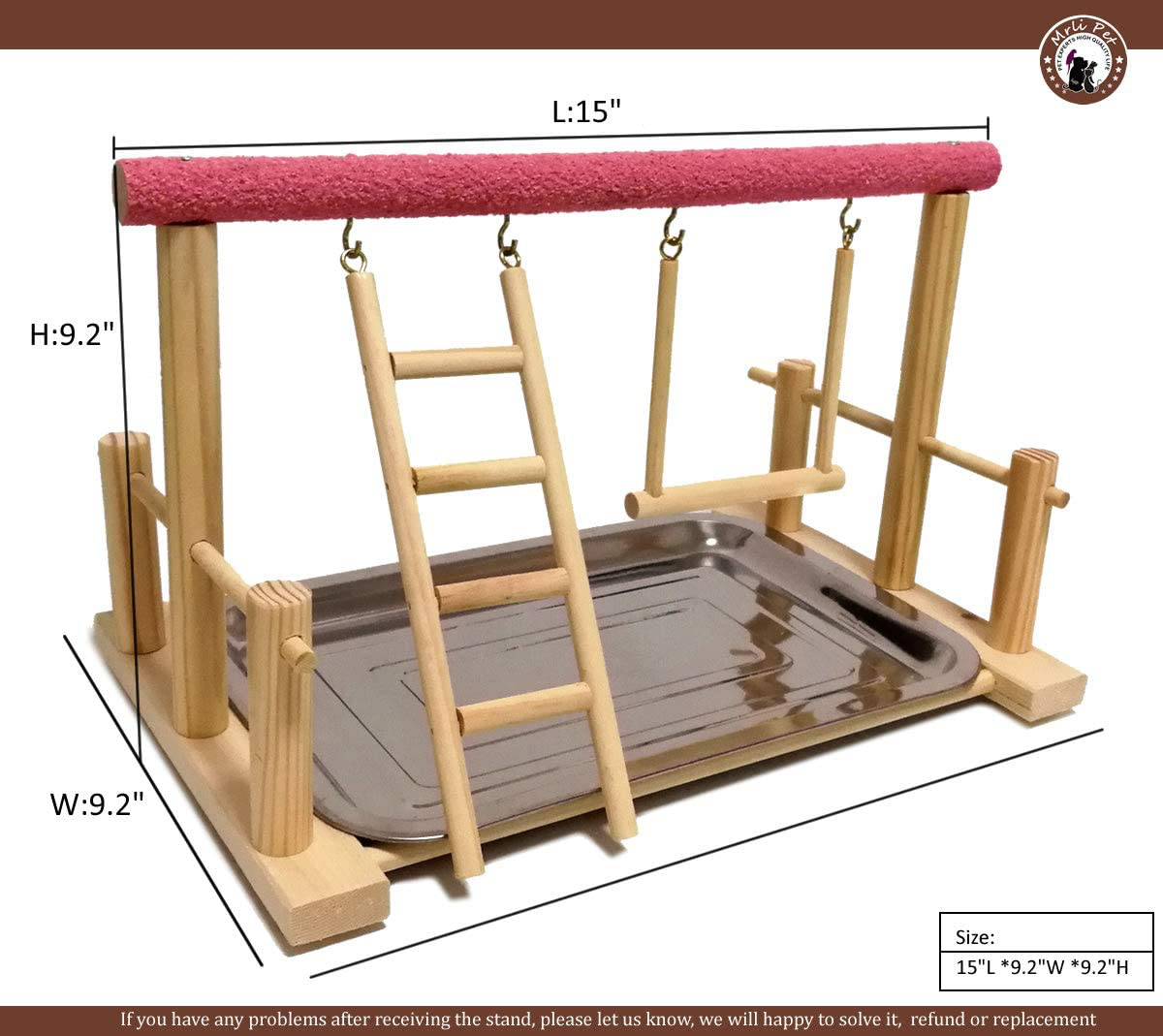 Mrli Pet Parrot Playstand Bird Play Stand Cockatiel Playground Wood Perch Gym Playpen with Ladder Swing Toys Exercise Play (Include a Tray) Animals & Pet Supplies > Pet Supplies > Bird Supplies > Bird Gyms & Playstands Mrli Pet   