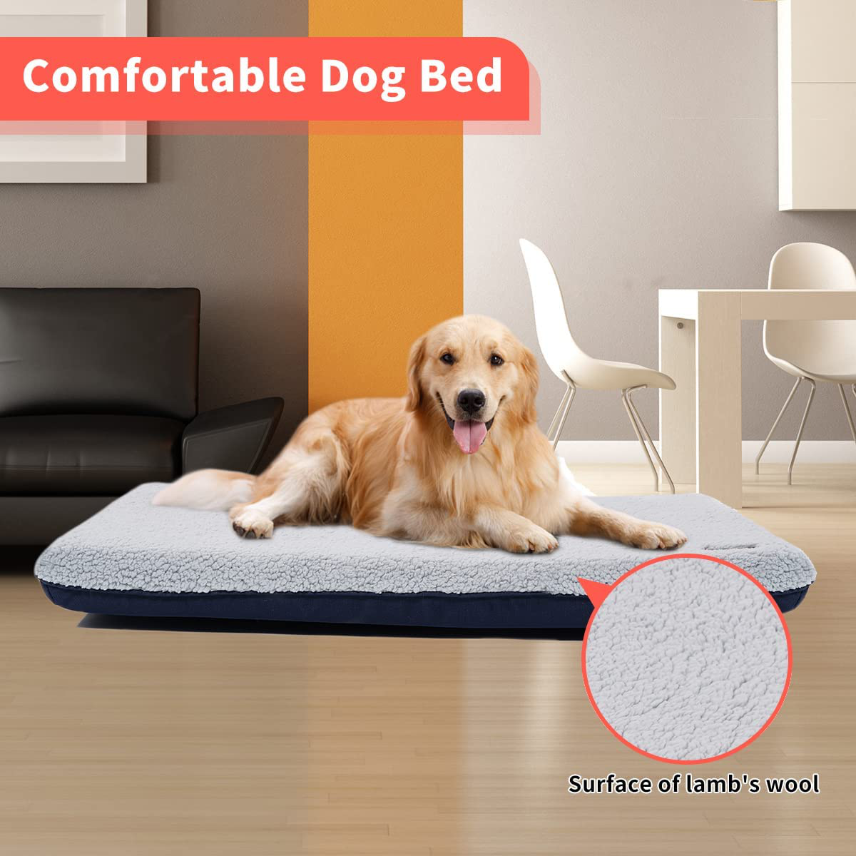 TUTUE Dog Beds for Large Dogs, Orthopedic Dog Bed with Washable Cover,Comfortable Memory Foam Pet Bed,Anti Abrasion Foot Dog Beds for Small, Medium, Large Dogs up to 45/65/75Lbs