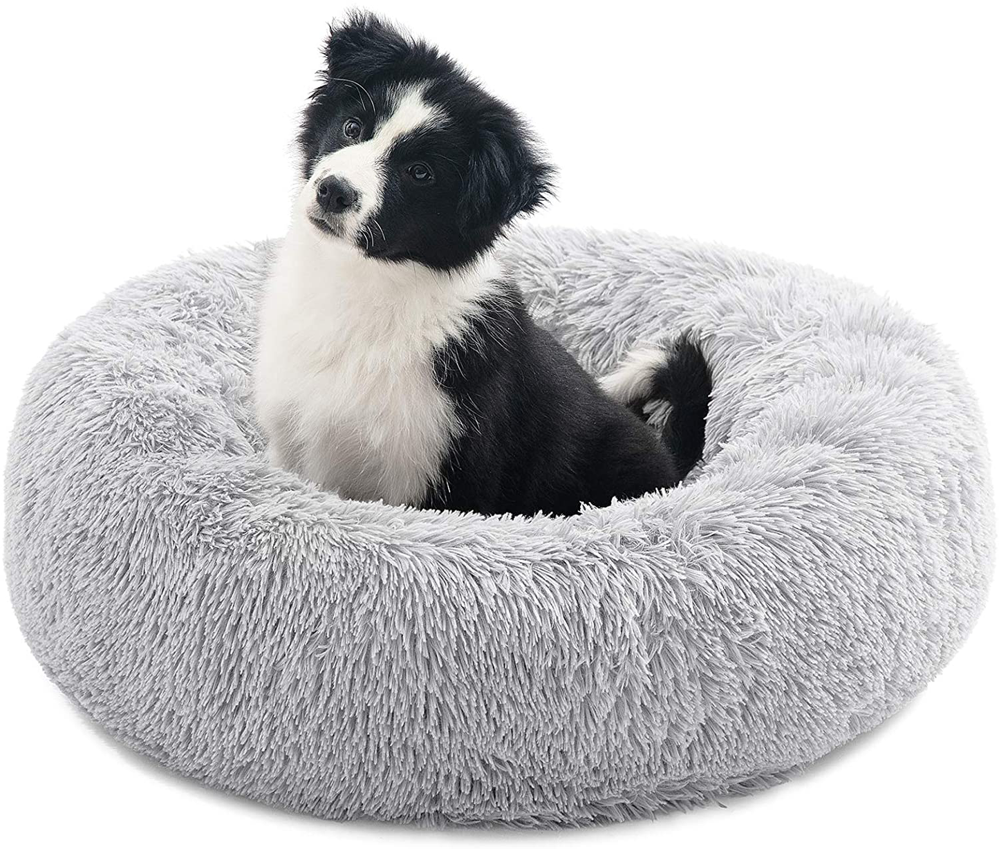 Calming Dog Bed for Dogs Cats Donut Dog Bed Pet Cushion Bed Plush Cat Bed round Anti-Anxiety Dog Bed Orthopedic Dog Bed Animals & Pet Supplies > Pet Supplies > Dog Supplies > Dog Beds CEVICOLZE LightGrey L (30''X30'') 
