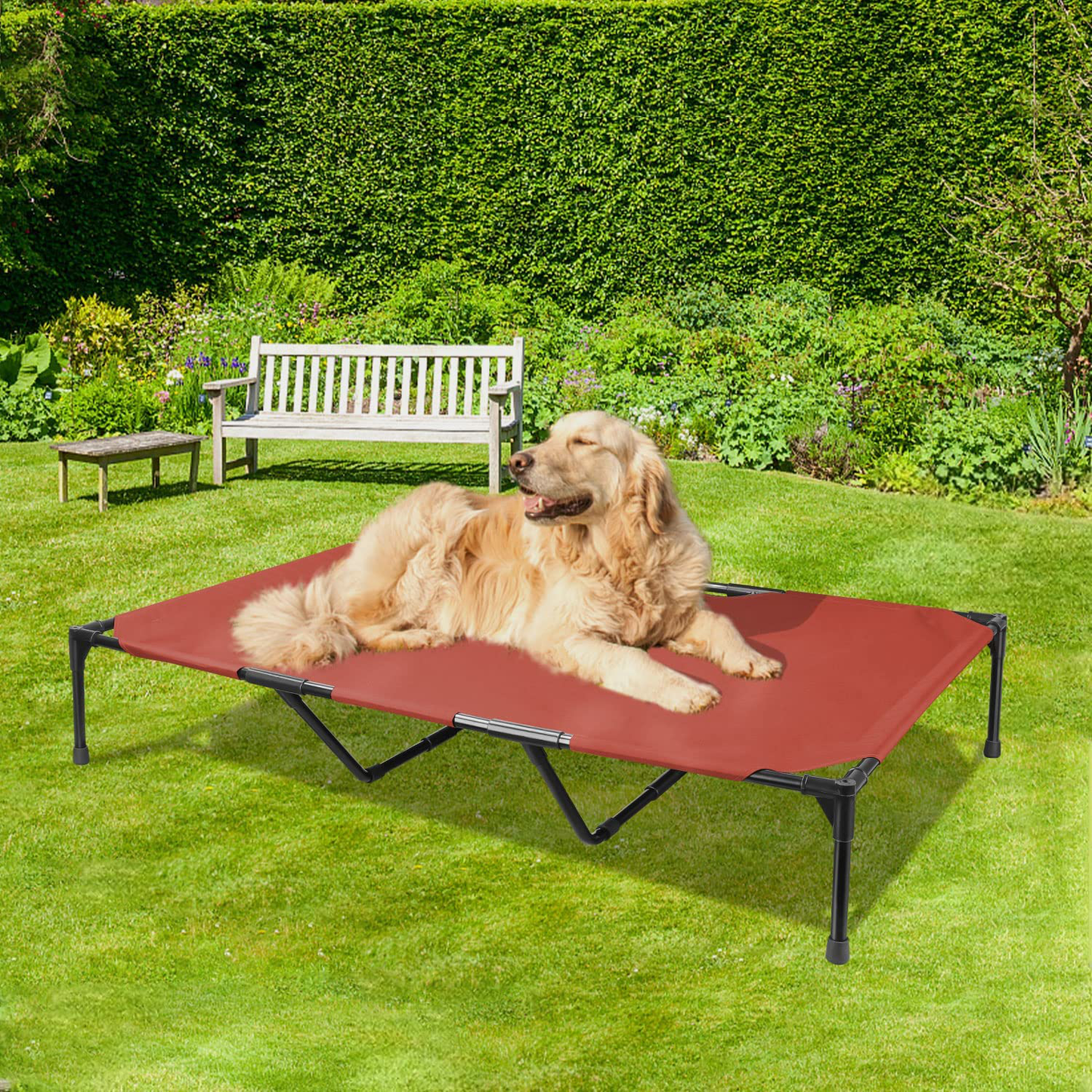 BABYLTRL Elevated Dog Bed Dog Cot with Mesh Center, Raised Dog Bed Pet Cot for Extra Large Medium Small Dogs, Multiple Sizes, No-Slip Feet, Indoor & Outdoor Use Animals & Pet Supplies > Pet Supplies > Dog Supplies > Dog Beds BABYLTRL Red Extra Large 