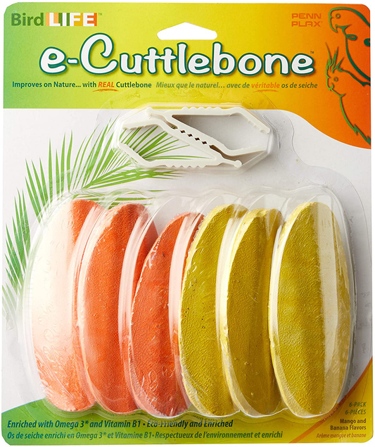 Penn-Plax Bird Life E2 Natural Cuttlebone, Mango and Banana (6 Bones per Package), 6 Pack (BA658)