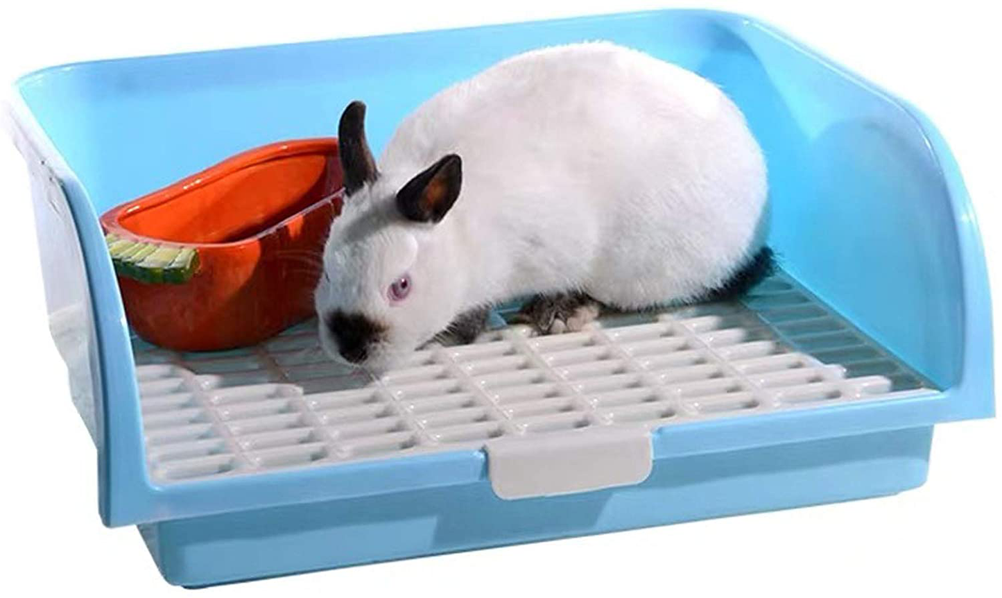Hamiledyi Large Rabbit Litter Box Corner Bedding Box Chinchilla Toilet Trainer Square Potty Pet Pan for Adult Guinea Pig, Galesaur.Ferret and Other Animals
