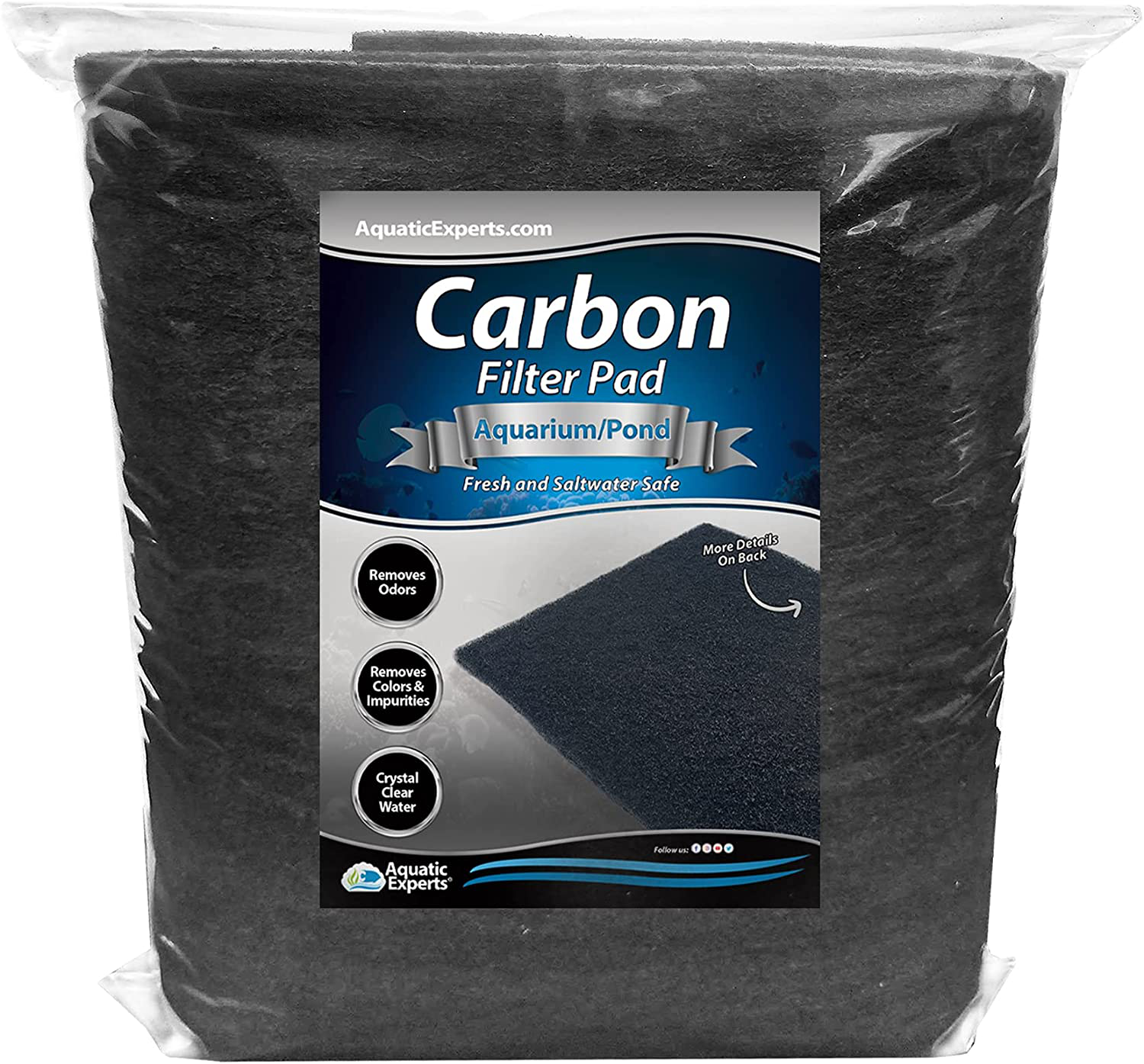 Aquarium Carbon Pad - Cut to Fit Carbon Infused Filter Pad Media for Crystal Clear Fish Tank and Ponds Animals & Pet Supplies > Pet Supplies > Fish Supplies > Aquarium Filters Aquatic Experts Carbon Filter 10.5" x 36"  