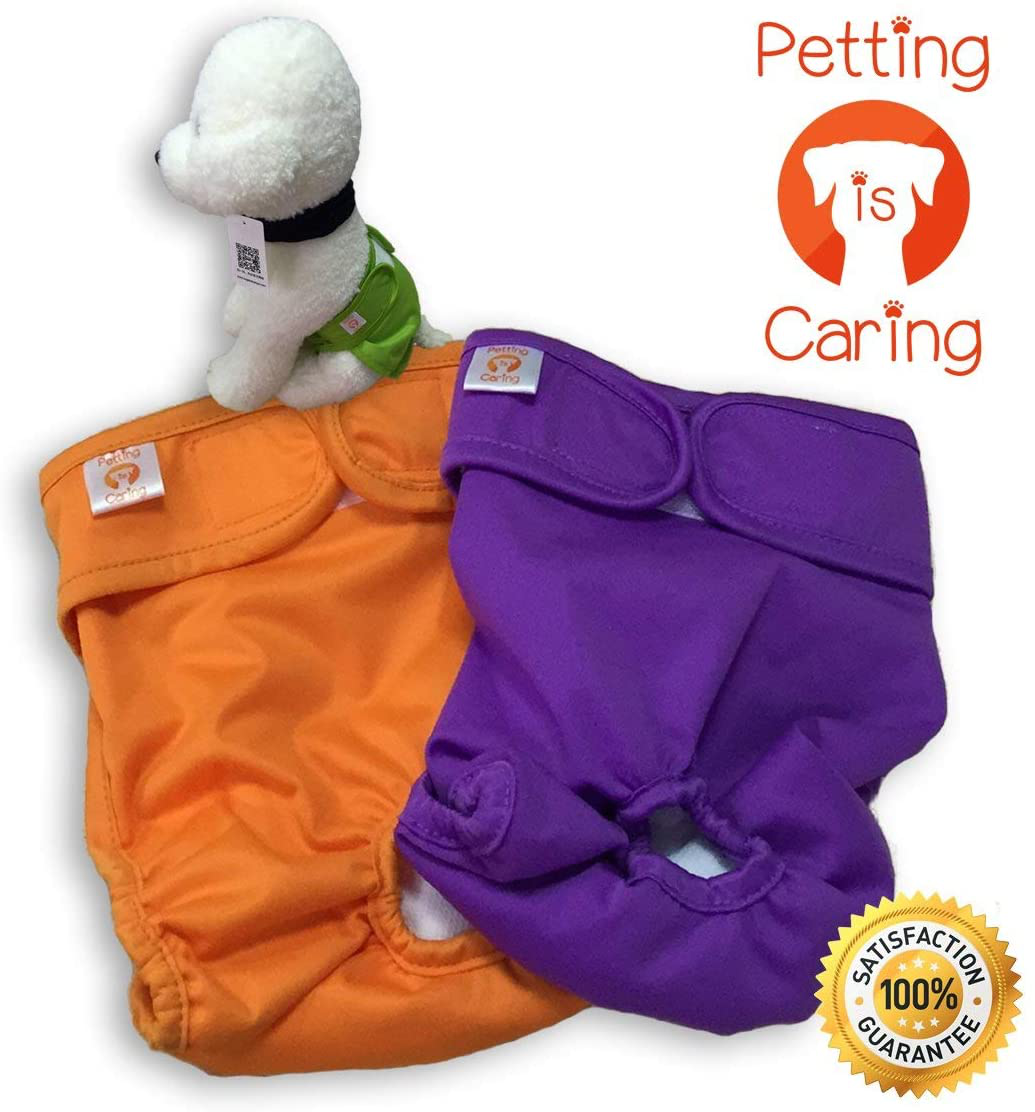 PETTING IS CARING Dog Diapers Washable & Reusable Female and Male Dog Diapers Materials Durable Machine Washable Solution for Pet Incontinence and Long Travels - 3 Pack Set Animals & Pet Supplies > Pet Supplies > Dog Supplies > Dog Diaper Pads & Liners PETTING IS CARING   