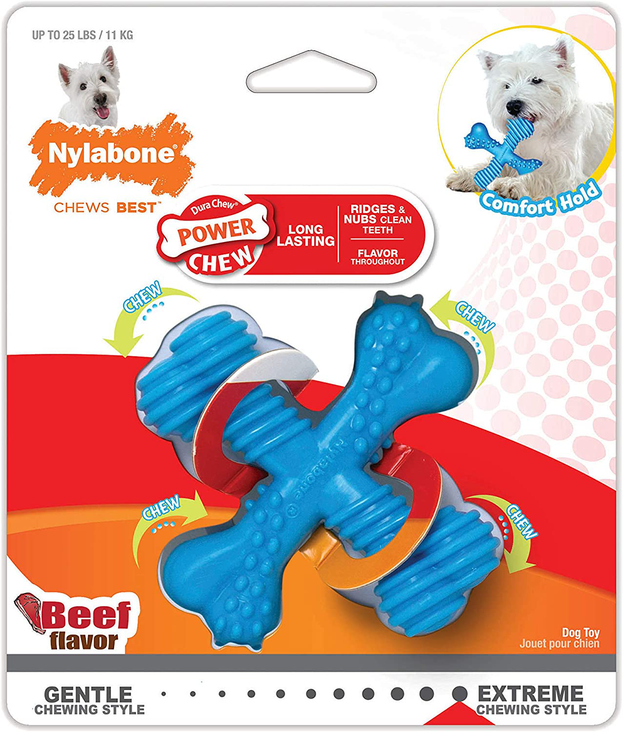Nylabone X-Shaped Dog Bone Chew Toy for Aggressive Chewers, Teething Puppies and Small/Medium/Large Dogs Animals & Pet Supplies > Pet Supplies > Dog Supplies > Dog Toys Central Garden & Pet   