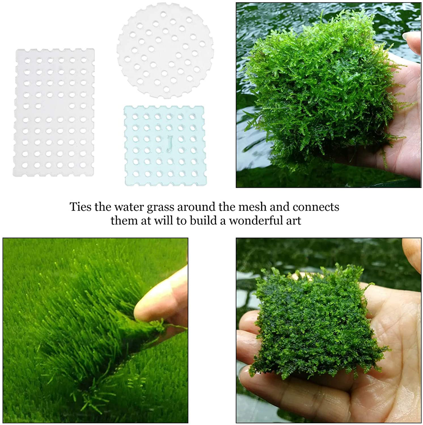 POPETPOP 3Pcs Aquatic Moss Wall Floor Mesh Acrylic Decorative Moss Carpet for Fish Tank Aquarium Water Grass Fixing Net round Square Animals & Pet Supplies > Pet Supplies > Fish Supplies > Aquarium Fish Nets POPETPOP   