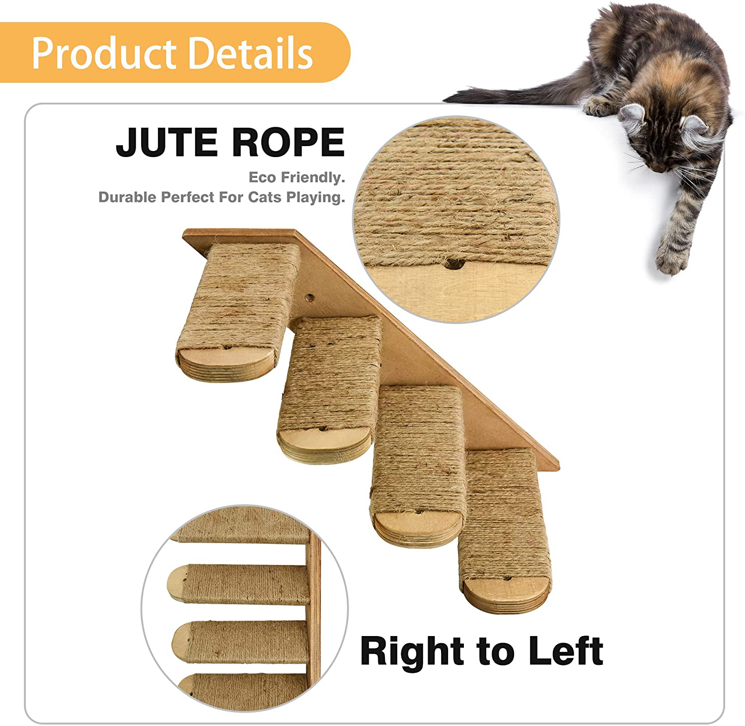 Cat Wall Shelves, Cat Wall Furniture, Cat Stairs Cat Shelves and Perches for Wall, Cat Ladder Cat Wall Steps for Scratching and Climbing, Cat Perch Wall Mounted