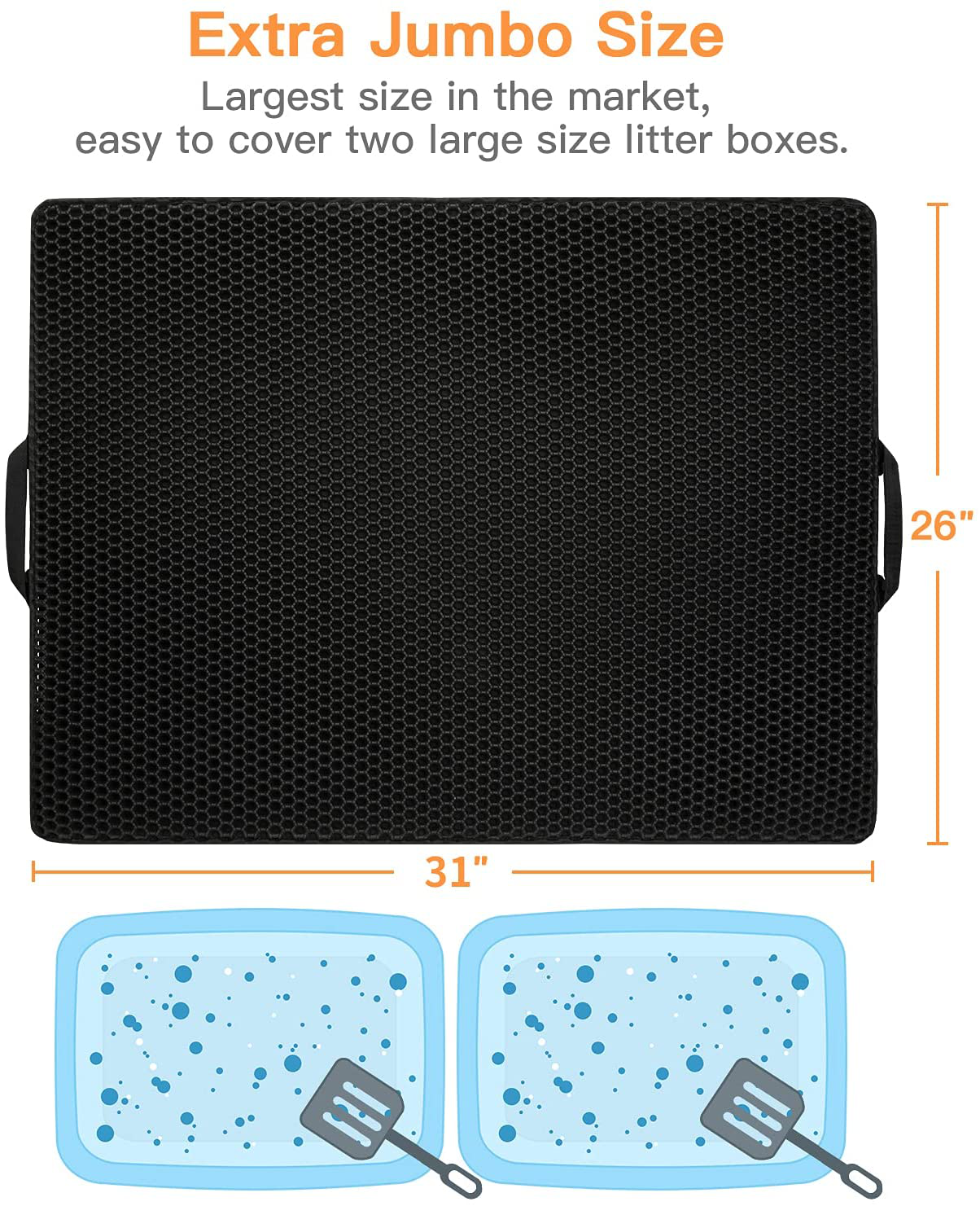 Polarduck Cat Litter Mat Cat Litter Trapping Mat, Honeycomb Double Layer Design, Urine and Water Proof Material, Scatter Control, Less Waste，Easier to Clean,Washable Animals & Pet Supplies > Pet Supplies > Cat Supplies > Cat Litter Box Mats Polarduck   