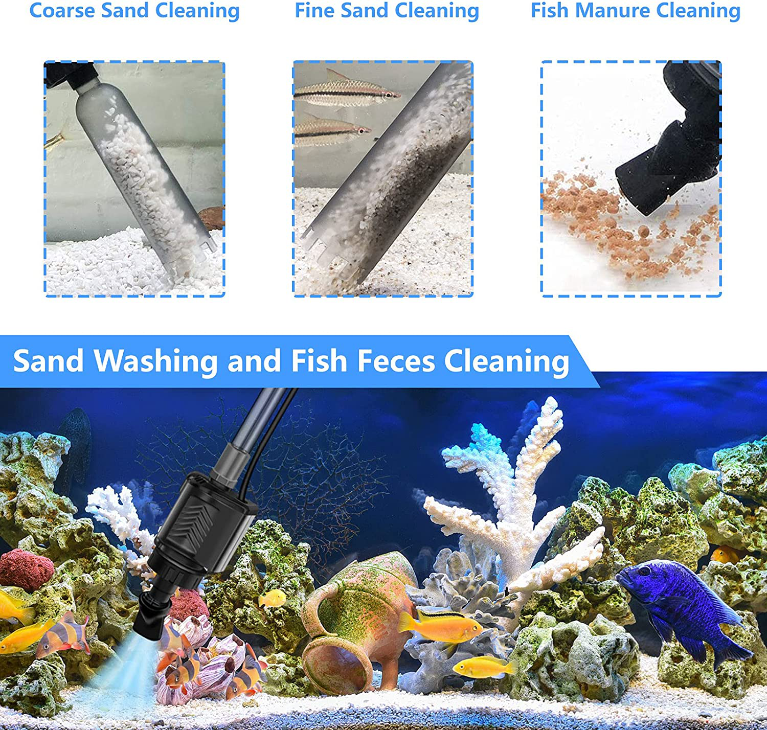 Hitauing Electric Aquarium Gravel Cleaner, 317GPH DC 24V/24W Automatic Fish Tank Cleaning Tool Set Removable Vacuum Water Changer Sand Washer Filter Changer Animals & Pet Supplies > Pet Supplies > Fish Supplies > Aquarium Cleaning Supplies HiTauing   