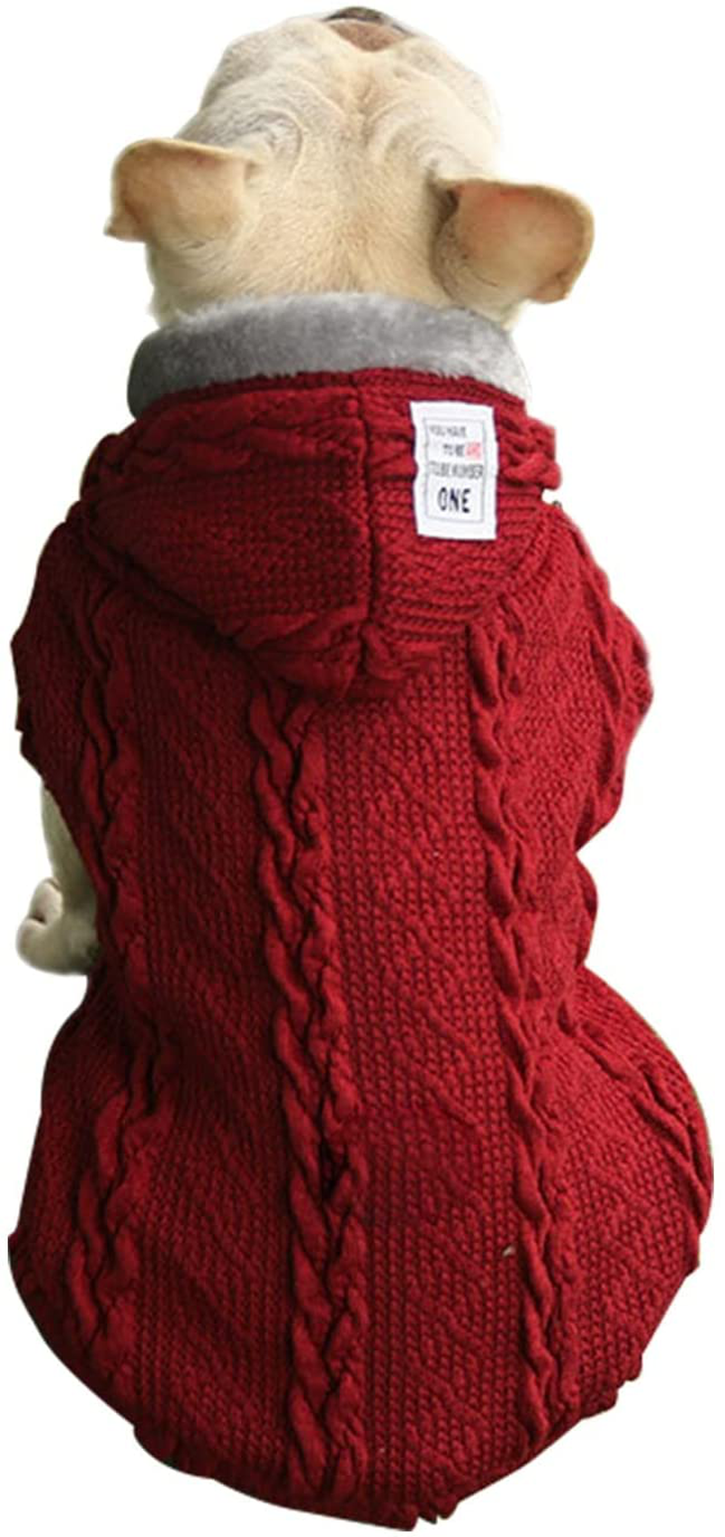 Dog Sweater with Fleece Lining, Winter Dog Coat, Dog Hoodie, Small Pet Jacket, Warm Puppy Clothes with Hood for Small Medium Dog Cat Boy Girl Animals & Pet Supplies > Pet Supplies > Cat Supplies > Cat Apparel Petglad Red M(Length:9.9",Chest:14.6") 