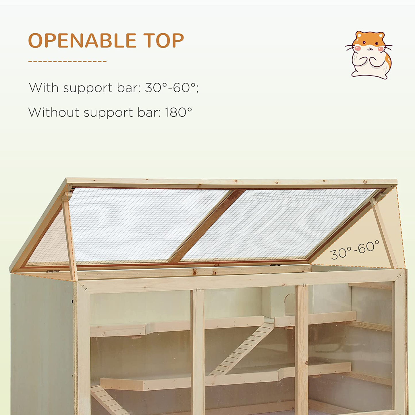 Pawhut Wooden Hamster Cage Hutch and Exercise Play House Pen with Large Lockable Opening Roof Door, Natural Wood Animals & Pet Supplies > Pet Supplies > Small Animal Supplies > Small Animal Habitats & Cages PawHut   