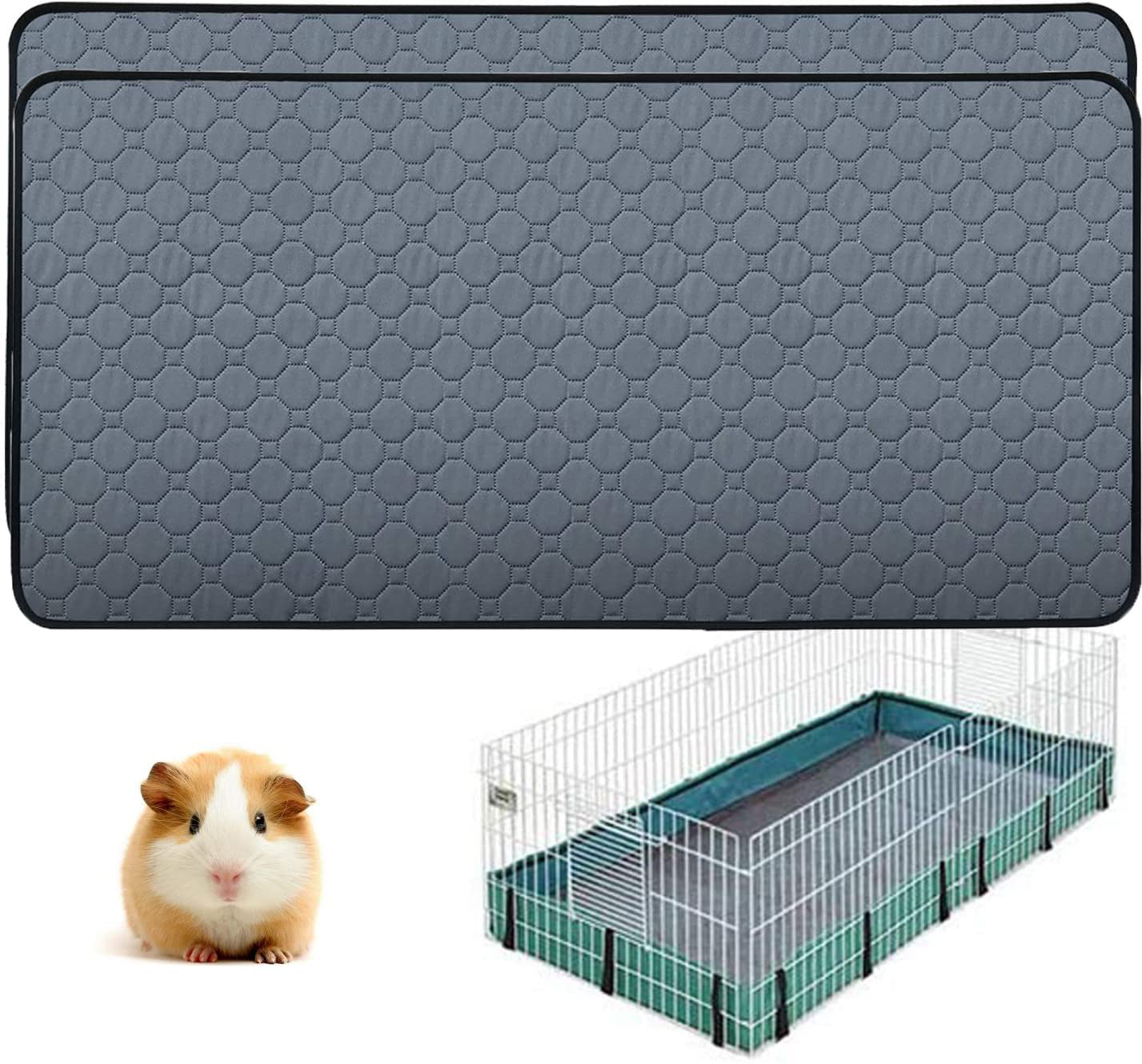 Guinea Pig Fleece Cage Liners Washable Guinea Pig Pee Pads, Waterproof Reusable & anti Slip Guinea Pig Bedding Fast Absorbent Pee Pad for Small Animals Are the Same with Dog Cat