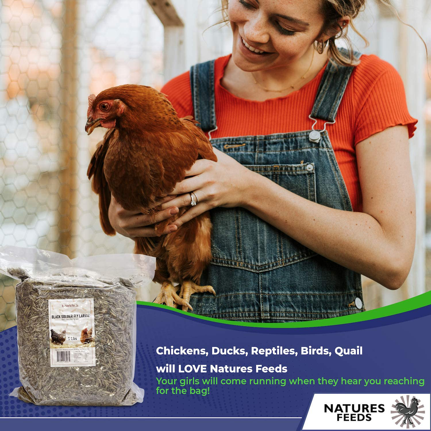 Naturesfeeds Superior Chicken Treats (10 Lbs) - 85X More Calcium Vs Mealworms - Chicken Feed & Molting Supplement - BSF Larvae Treats for Birds, Hens, Ducks, Chickens, Reptiles, Lizards Animals & Pet Supplies > Pet Supplies > Bird Supplies > Bird Treats NATURES FEEDS   