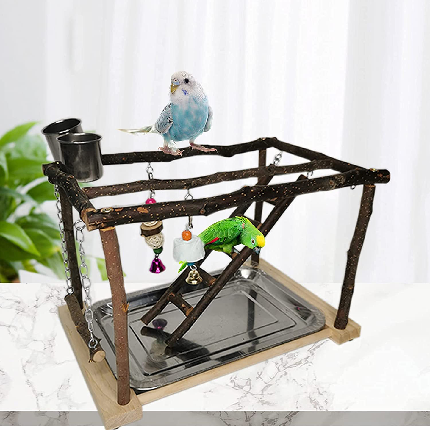 Tfwadmx Parrots Playstand Bird Play Gym Cockatiel Playground Wood Perch Stand Climb Swing Ladders Chewing Toys with Feeding Cups Exercise Activity Center for Conure Cockatiel Lovebirds Animals & Pet Supplies > Pet Supplies > Bird Supplies > Bird Gyms & Playstands Tfwadmx   