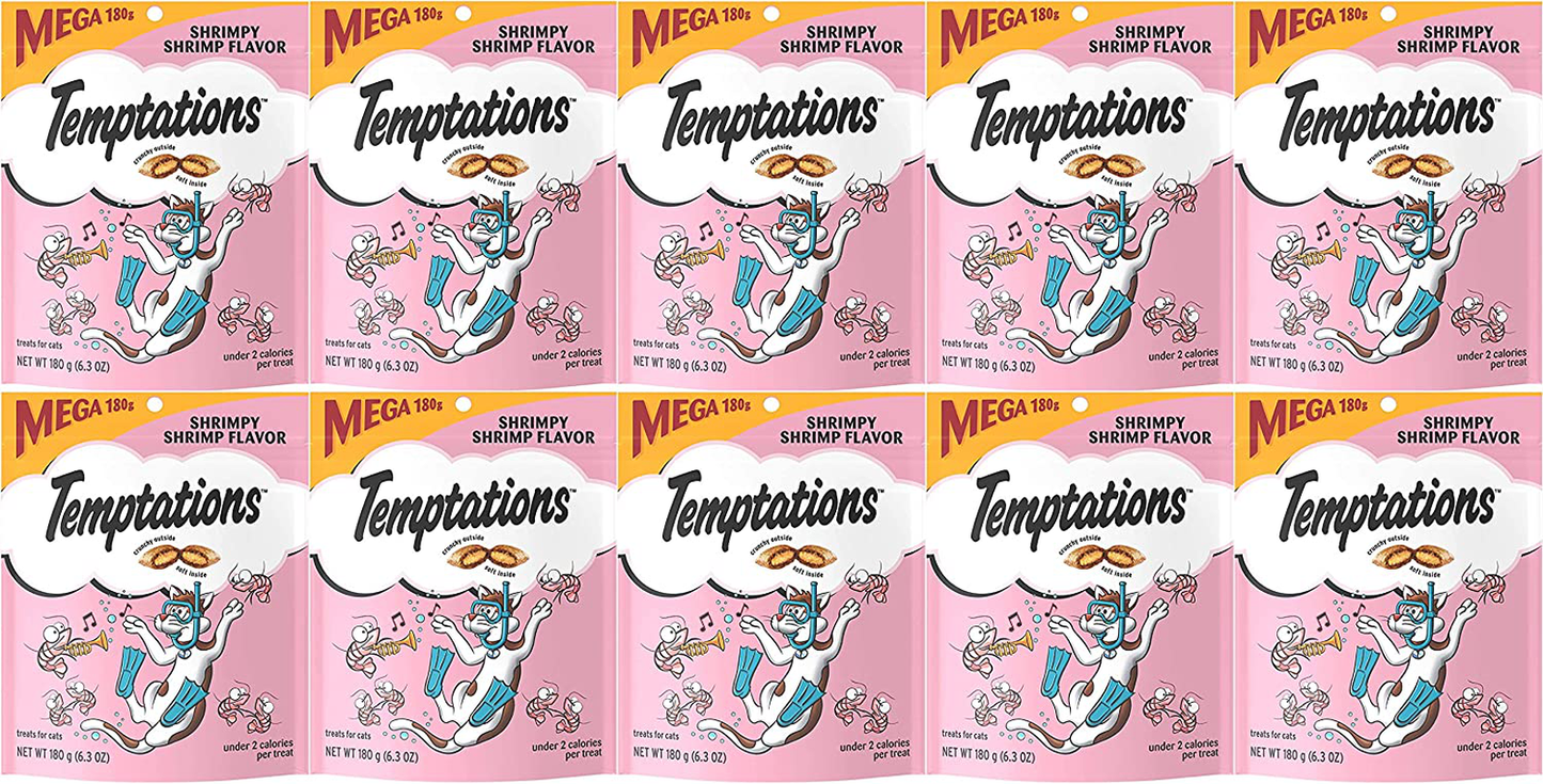 Temptation 10 Pack of Shrimpy Shrimp Classic Crunchy and Soft Cat Treats, 6.3 Ounces Each, under 2 Calories per Treat Animals & Pet Supplies > Pet Supplies > Cat Supplies > Cat Treats Temptation   