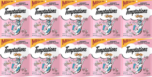 Temptation 10 Pack of Shrimpy Shrimp Classic Crunchy and Soft Cat Treats, 6.3 Ounces Each, under 2 Calories per Treat Animals & Pet Supplies > Pet Supplies > Cat Supplies > Cat Treats Temptation   