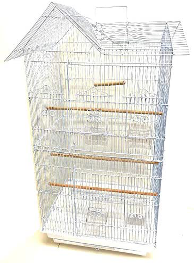 Mcage Large Double Roof Top Canary Parakeet Cockatiel Lovebird Finch Bird Cage with Rolling Stand Animals & Pet Supplies > Pet Supplies > Bird Supplies > Bird Cages & Stands Mcage   