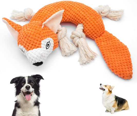 Dog Plush Toys , Petners Dog Squeaky Toy Stuffed Dog Toys for Medium Dogs Puppy Teething Chew Toys with Crinkle Paper/Rope Knots/Squeaker Animals & Pet Supplies > Pet Supplies > Dog Supplies > Dog Toys Petners   
