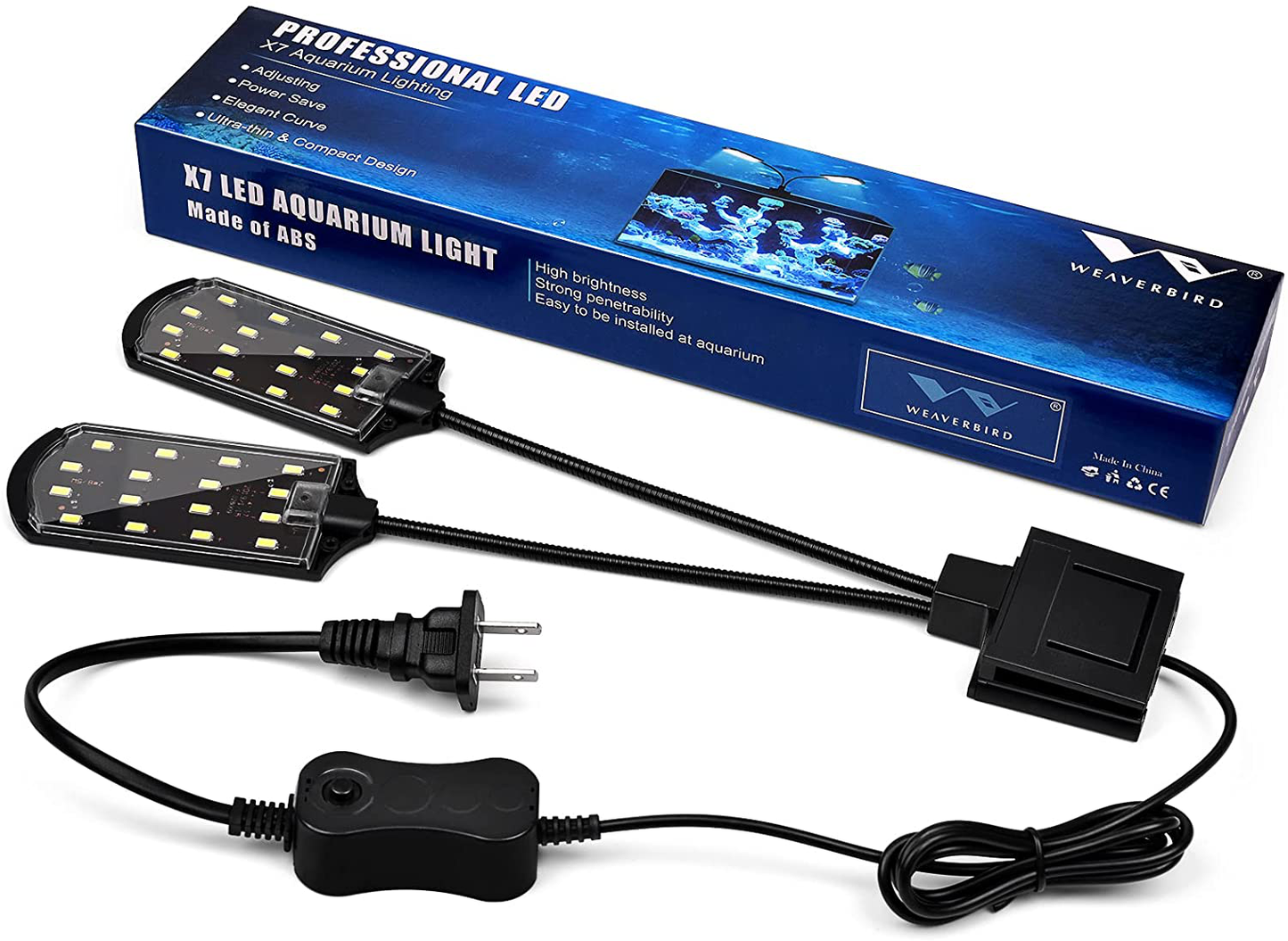 WEAVERBIRD Double Head Aquarium Fish Tank Light 15W 32 LED Aquarium Planted Clip Lamp 1600LM White LED Lighting for 8-15 Inch Fish Tank Animals & Pet Supplies > Pet Supplies > Fish Supplies > Aquarium Lighting WEAVERBIRD   