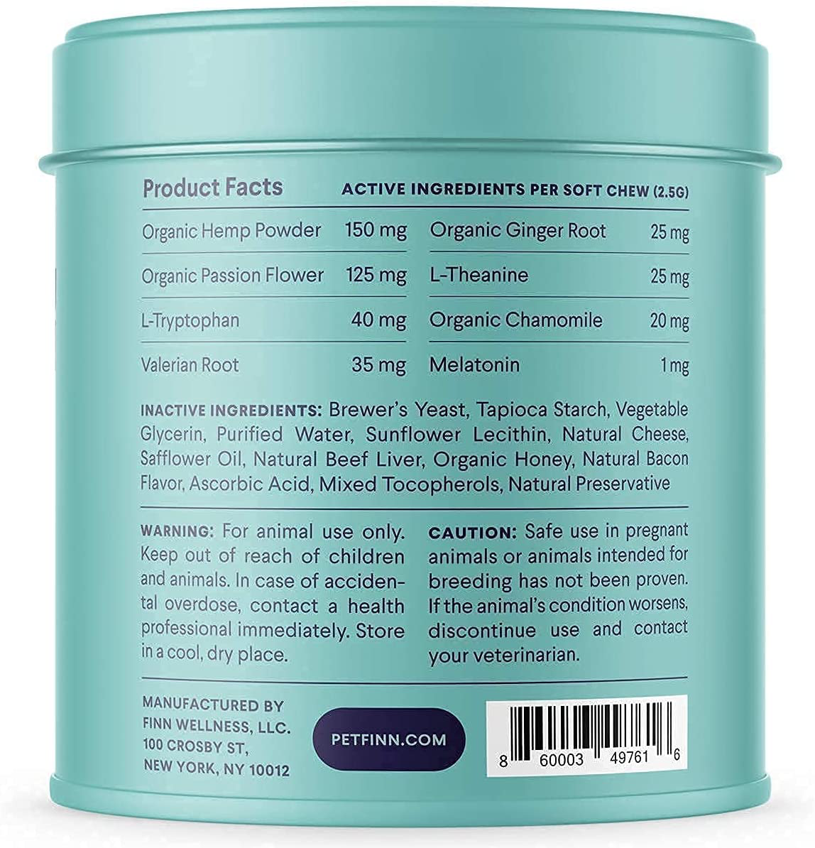 Finn Calming Chews for Dogs - Natural Calming Treats with Melatonin to Help with Stress, Separation Anxiety & Sleep - Vet Recommended & Made in the USA Animals & Pet Supplies > Pet Supplies > Small Animal Supplies > Small Animal Treats Finn   