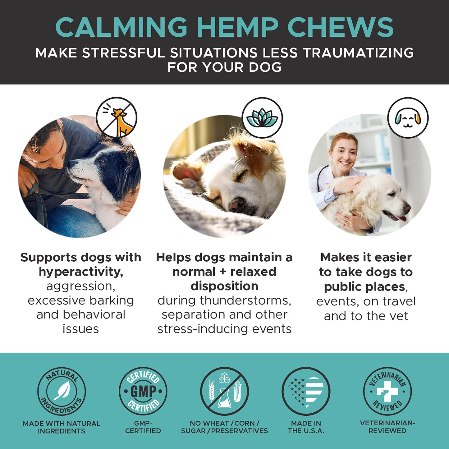 Pethonesty Hemp Calming Treats for Dogs All Natural Soothing