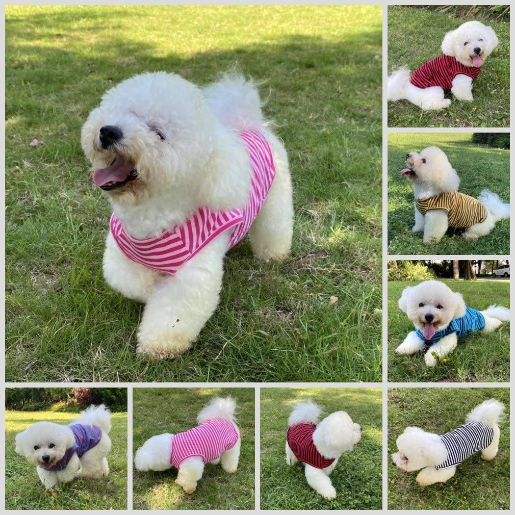 LEVIBASIC Dog Shirts Cotton Striped T Shirts Breathable Basic