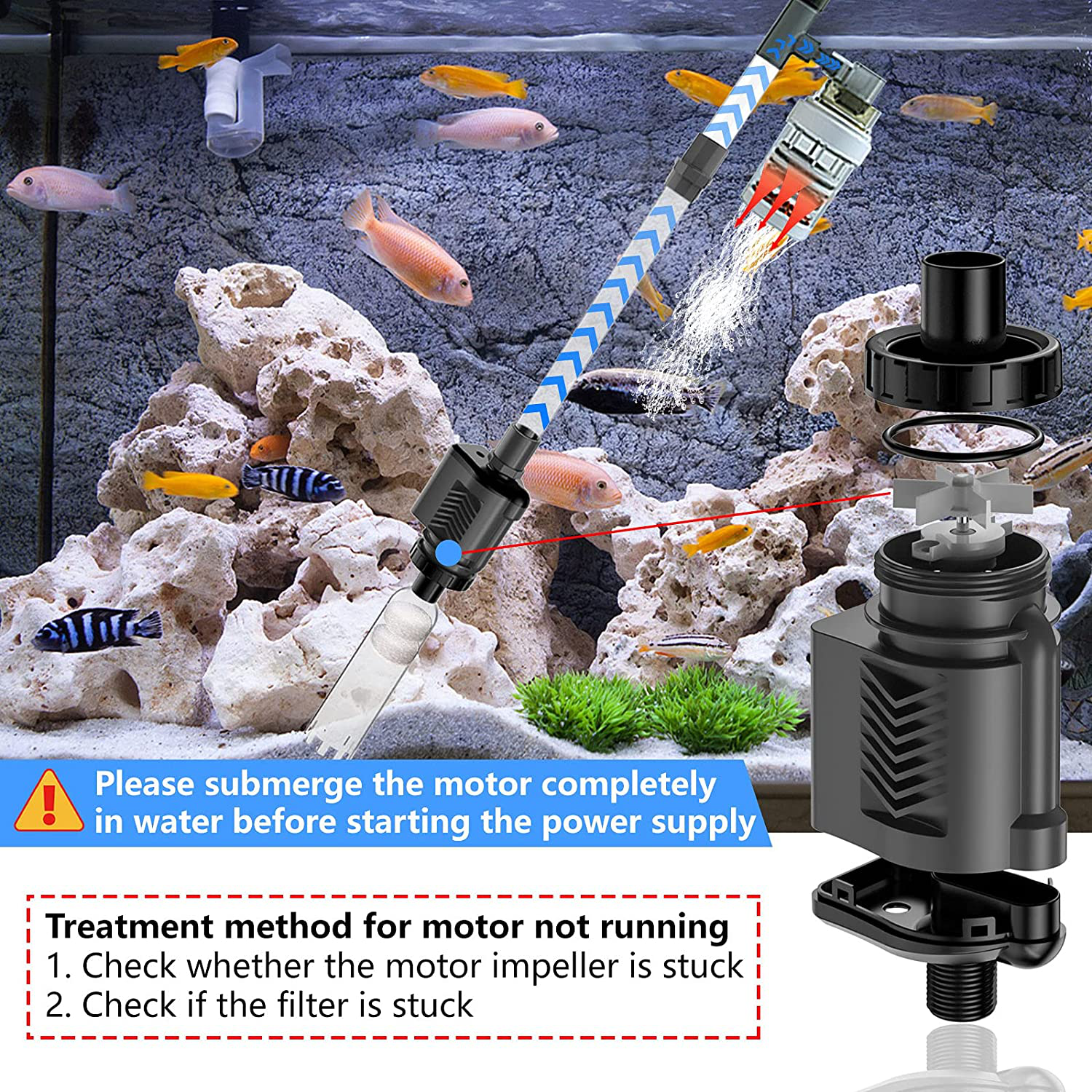 Hitauing Electric Aquarium Gravel Cleaner, 317GPH DC 24V/24W Automatic Fish Tank Cleaning Tool Set Removable Vacuum Water Changer Sand Washer Filter Changer Animals & Pet Supplies > Pet Supplies > Fish Supplies > Aquarium Cleaning Supplies HiTauing   