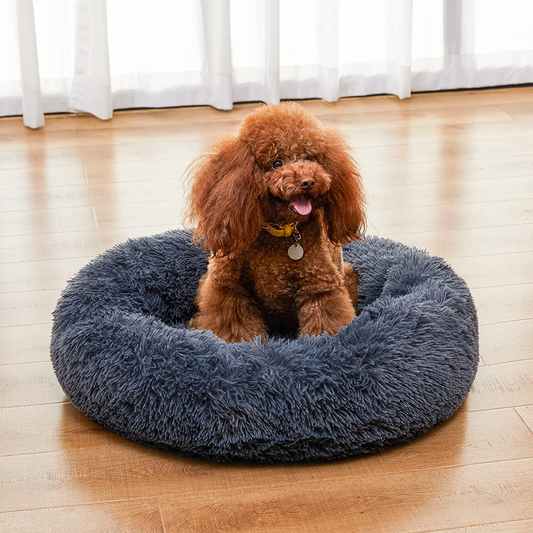 BEAUTYHB Calming Dog Bed, anti Anxiety round Fluffy Dog and Cat Sofa, Original Calming Dog Bed for Small Medium Large Pets, Warm and Washable Dog and Cat Bed Animals & Pet Supplies > Pet Supplies > Cat Supplies > Cat Beds BEAUTYHB Dark Bule X-Large 32''x 32'' 